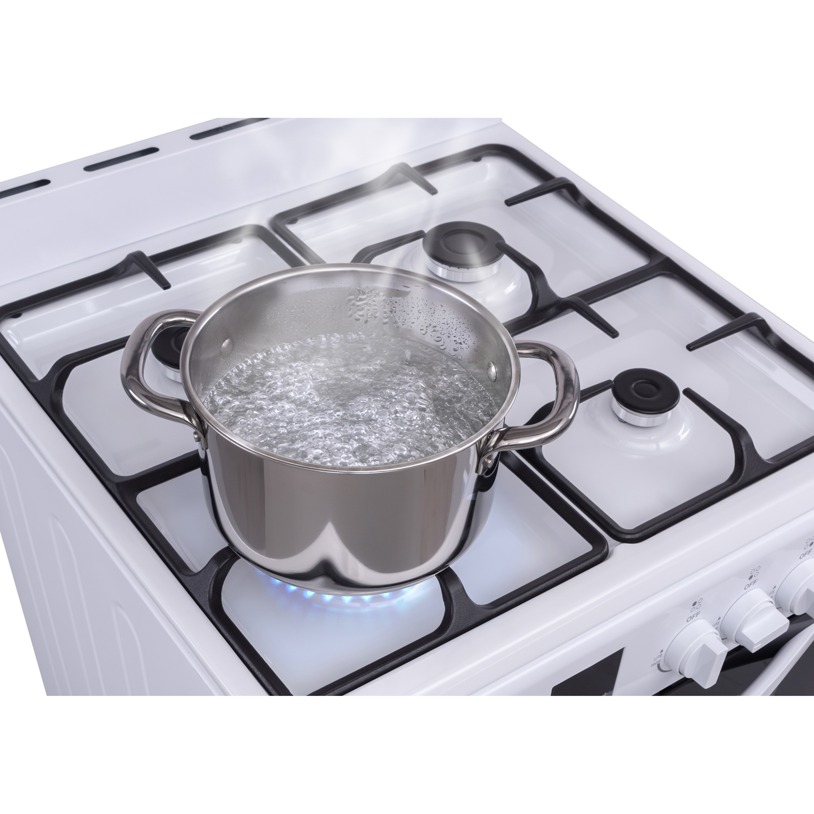 Thumbnail for 24" Wide Compact Front-Control Gas Range with 4 Burners & Storage Compartment  White