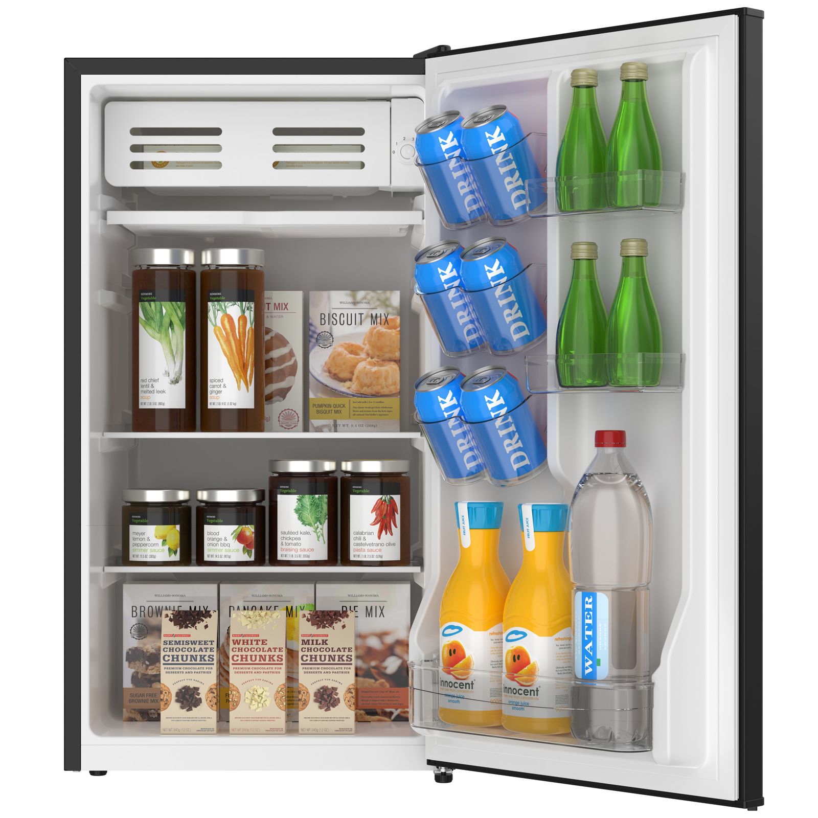 Thumbnail for 3.5 cu. ft. Compact Refrigerator with Chiller Compartment, Glass Shelves & Can Rack  Black