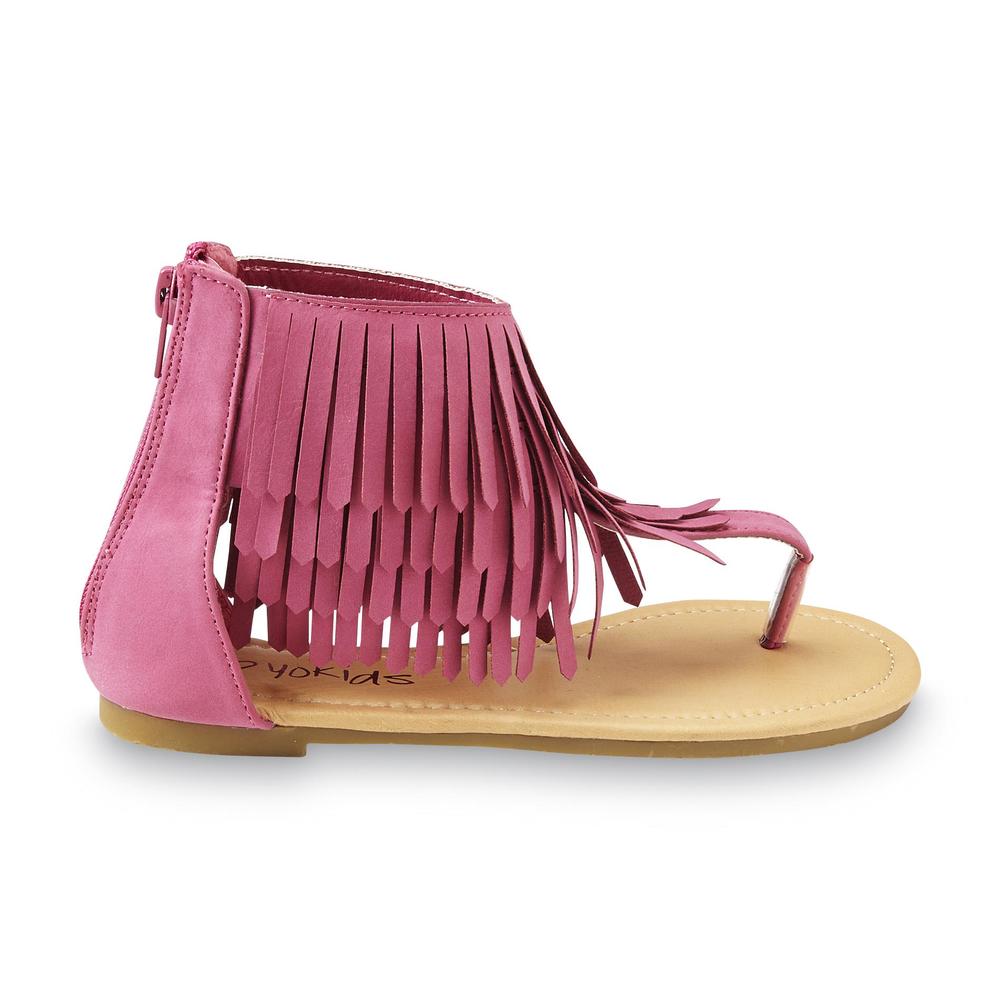 Yoki Girl's Fringy Pink Gladiator Sandal