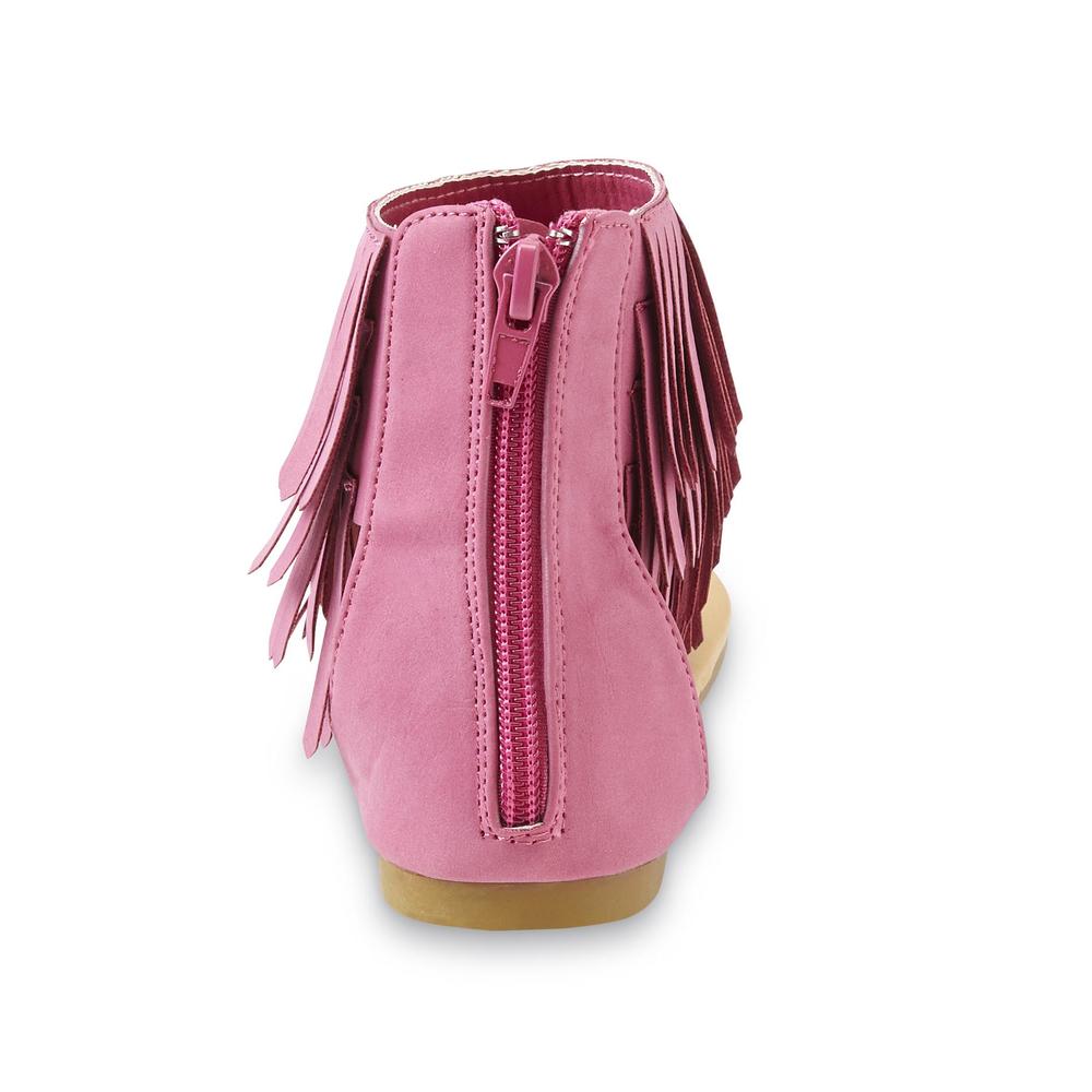 Yoki Girl's Fringy Pink Gladiator Sandal