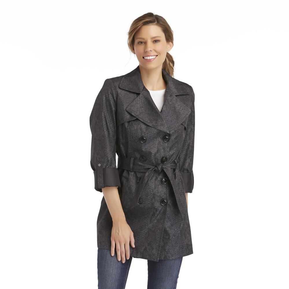 Metaphor Women's Double-Breasted Trench Coat - Reptile Print