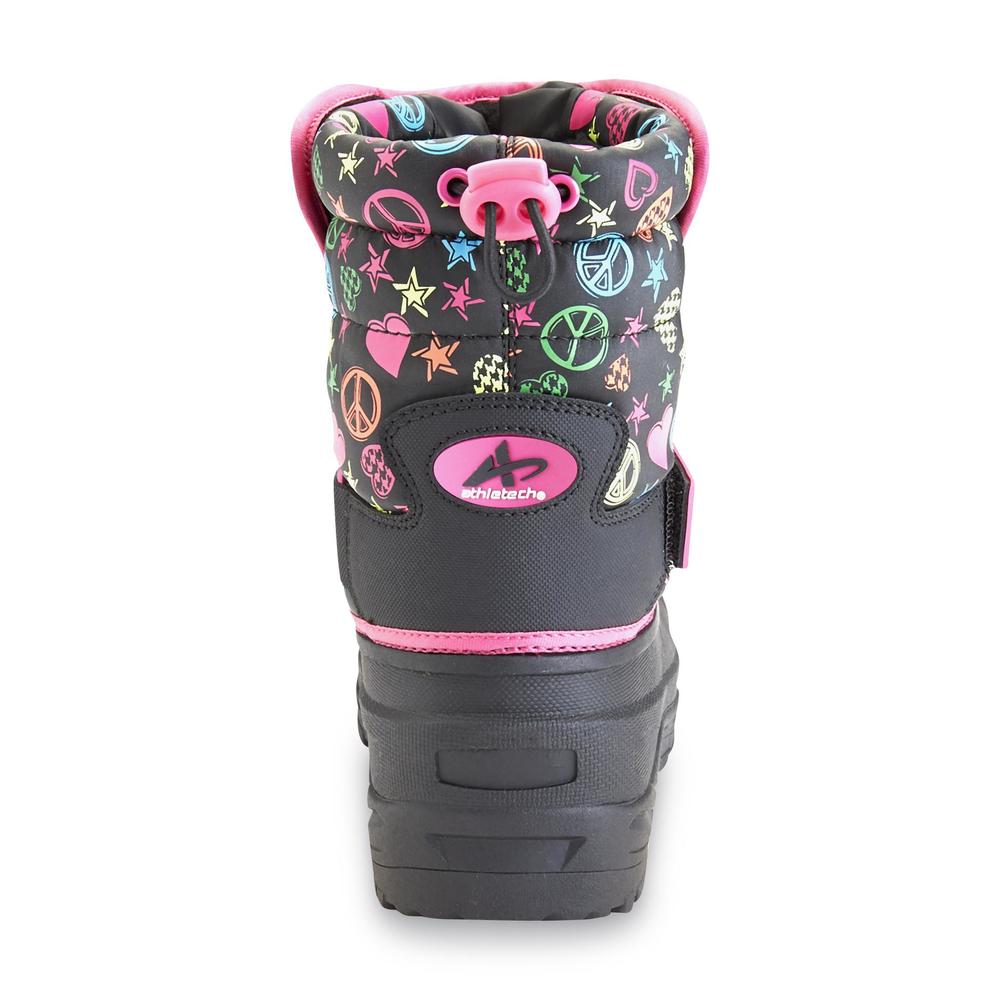Athletech Girls' Rue Black/Pink Pull-On Winter Boot