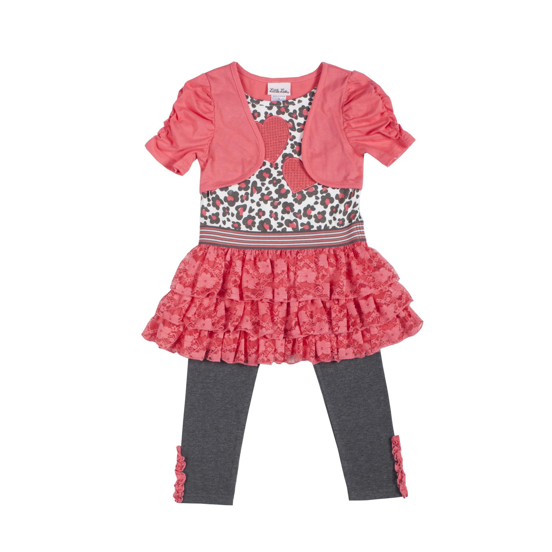 Little Lass Infant & Toddler Girl's Chambray Dress & Leggings - Floral