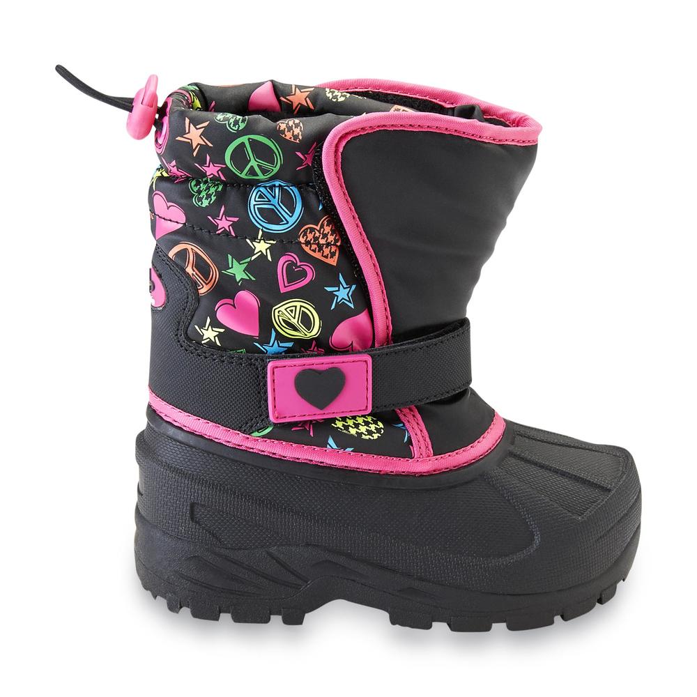 Athletech Toddler Girl's Rue Black/Pink 5" Pull-on Winter Boot