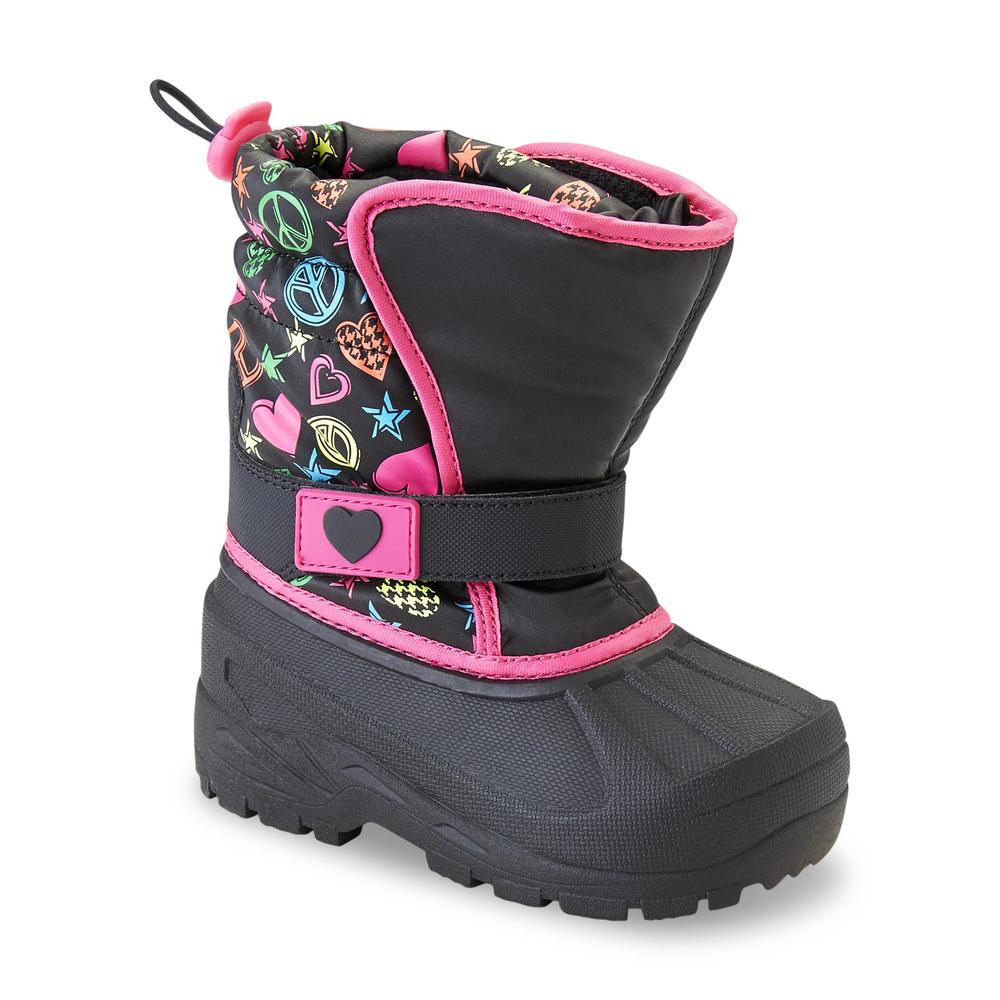 Athletech Toddler Girl's Rue Black/Pink 5" Pull-on Winter Boot