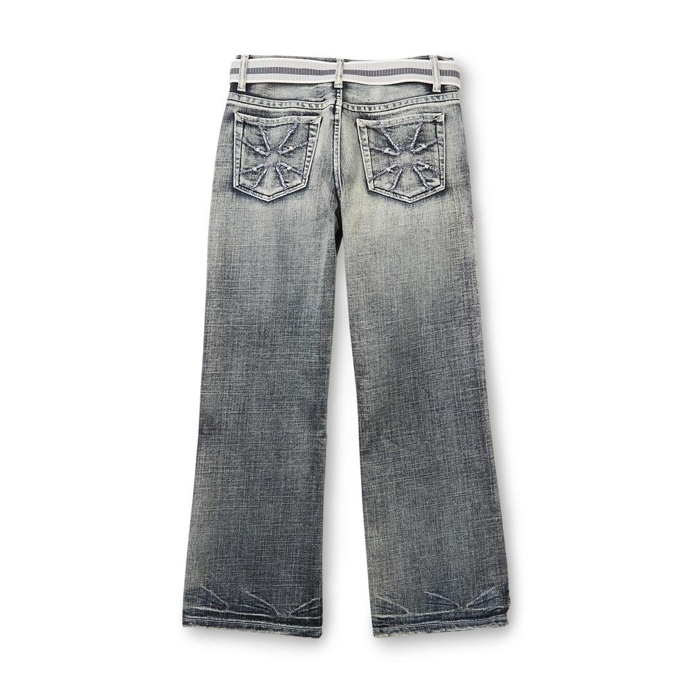 SK2 Boy's Bootcut Jeans & Webbed Belt - Acid Wash
