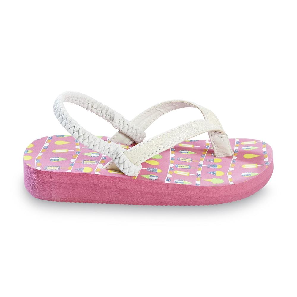 Island Club Toddler Girl's Lucy Pink Ice Cream Print Flip-Flop Sandal