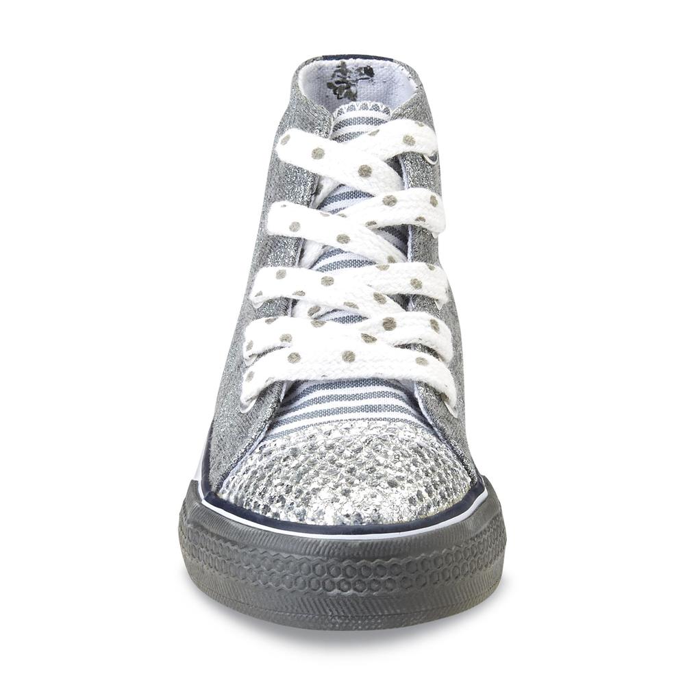 Bongo Toddler Girl's Chantae Gray/Silver/Polka Dot High-Top Fashion Sneaker