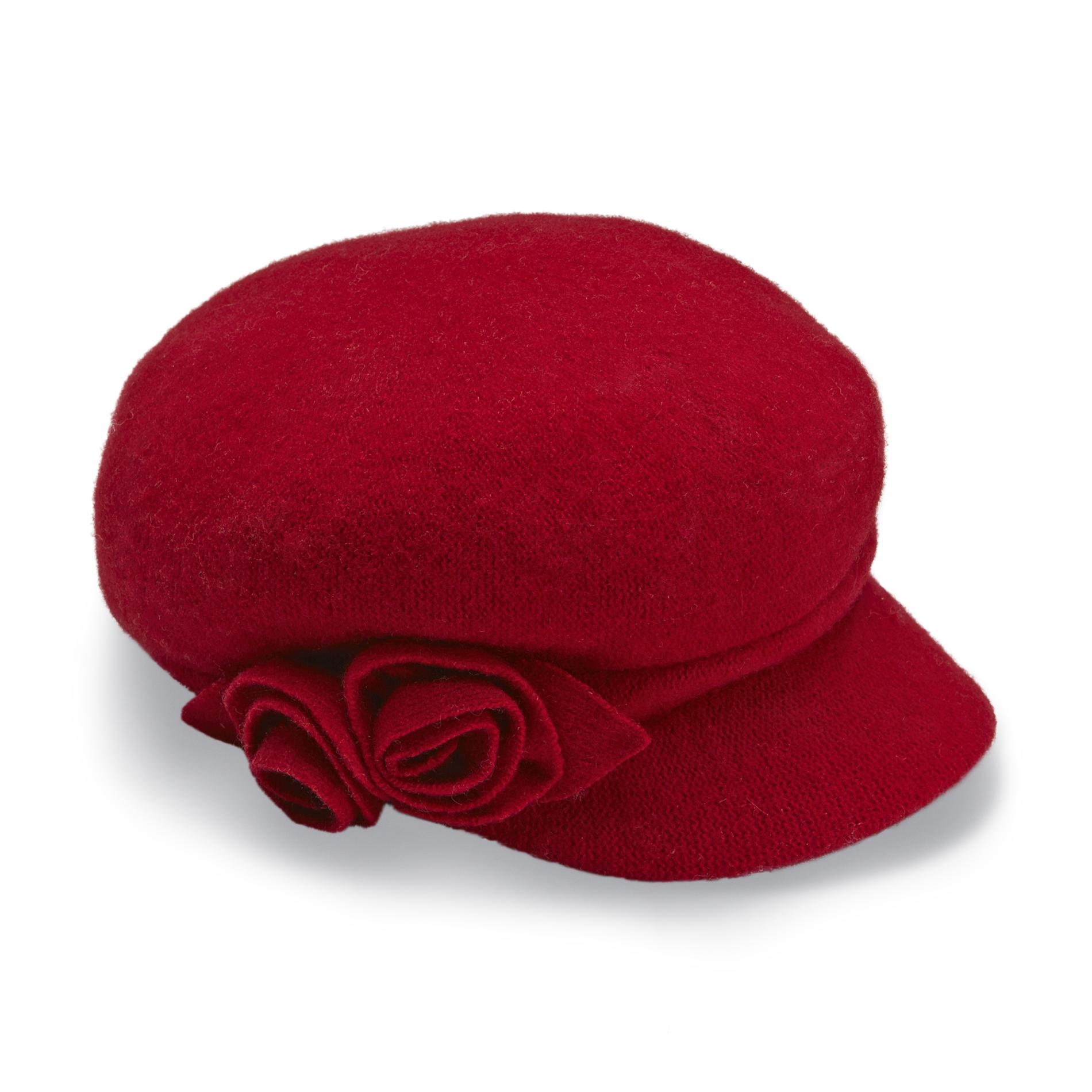 Attention Women's Felted Rosette Cabbie Hat