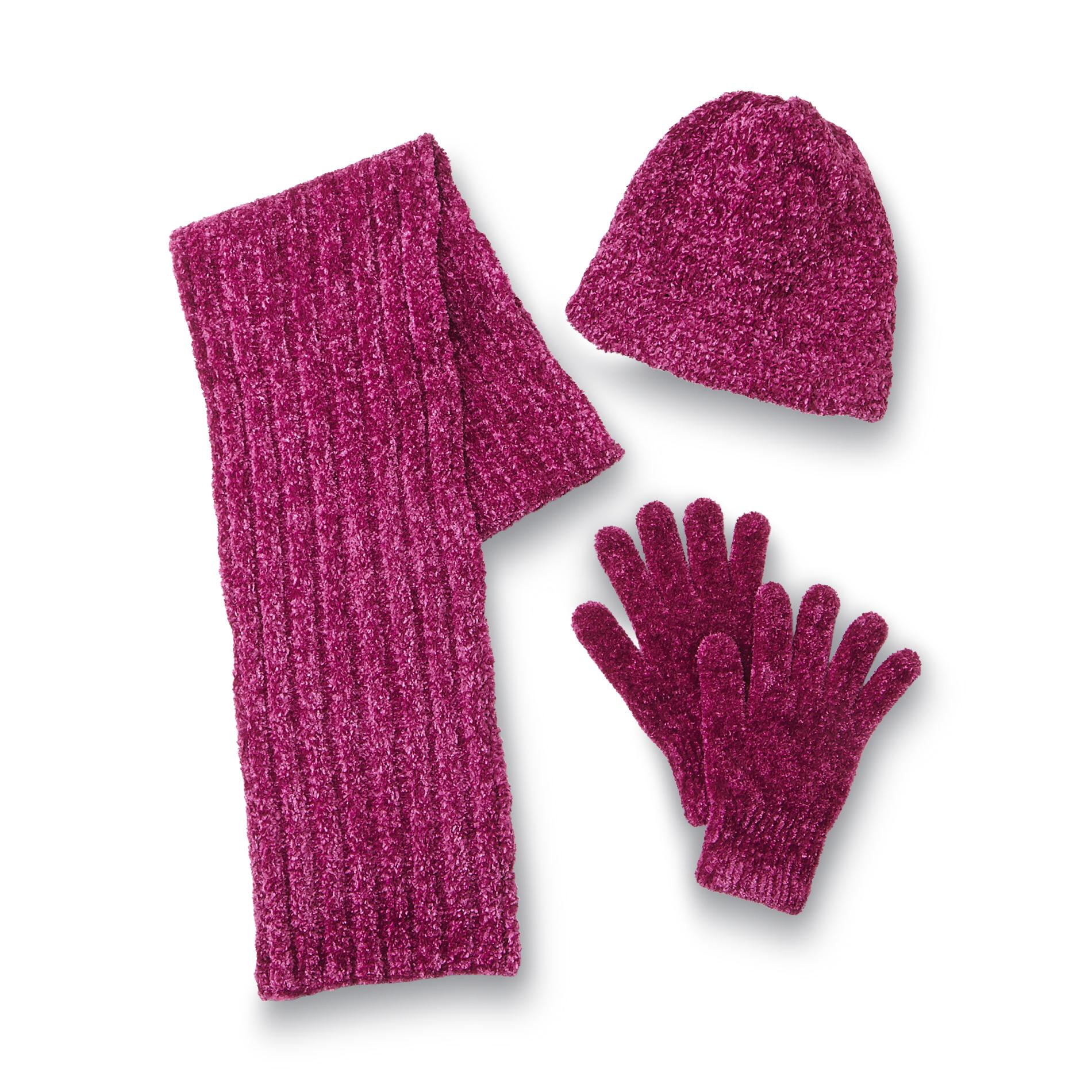Jaclyn Smith Women's Chenille Hat  Scarf & Gloves