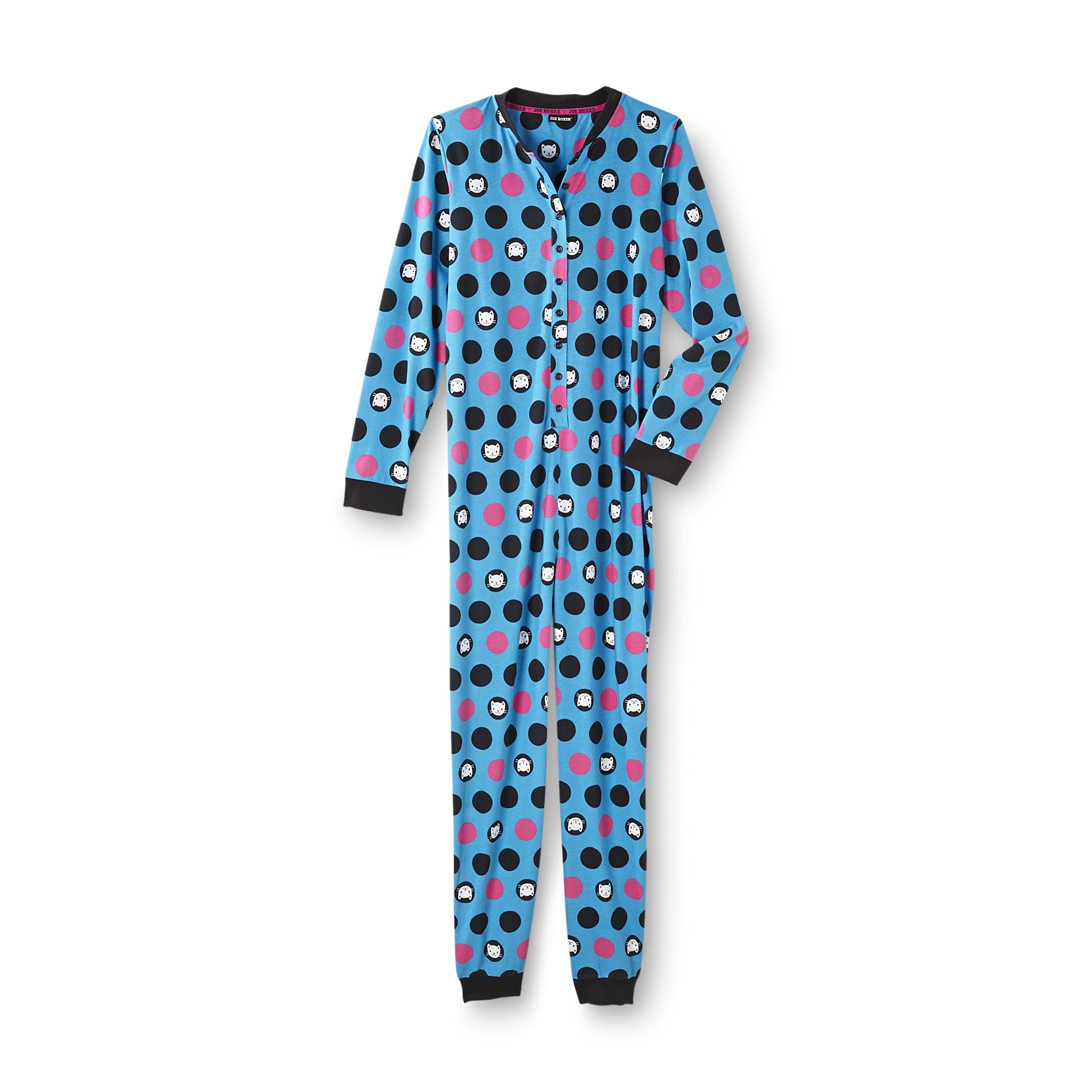 Joe Boxer Women's One-Piece Pajamas - Dots & Kitties