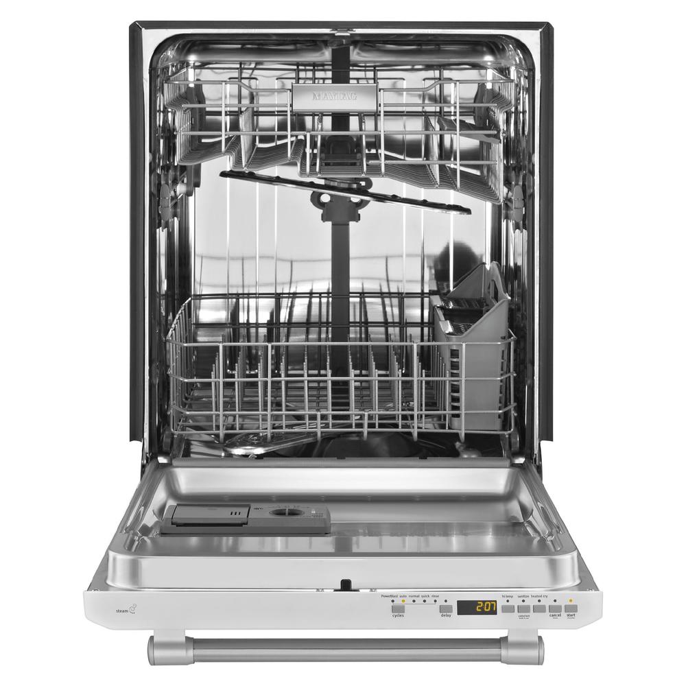 Maytag MDB5969SDH  24" Built-In Dishwasher w/ Fully-Integrated Door - White w/ Stainless Handle