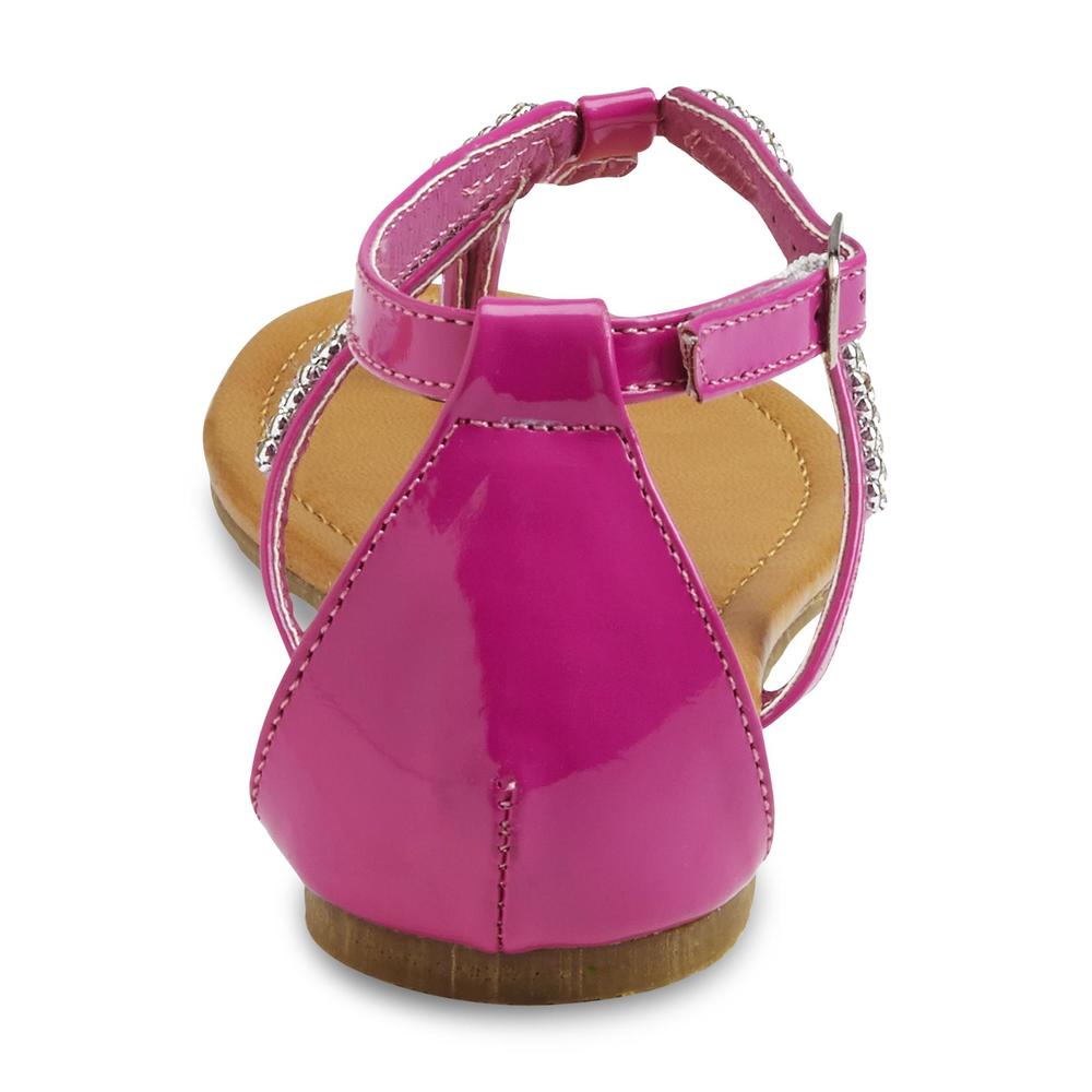 Yoki Girl's Blingy Pink Embellished T-Strap Sandal