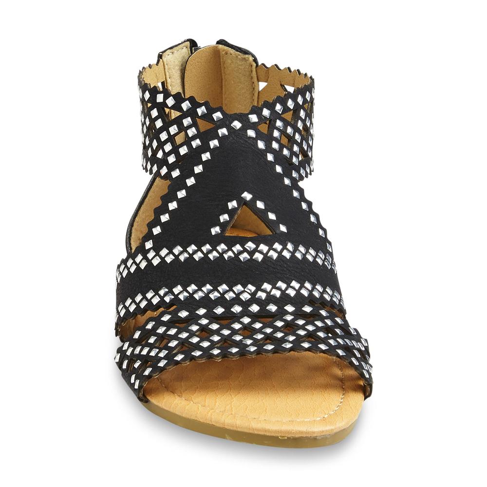 Yoki Girl's Trixie Black Studded Gladiator Sandal