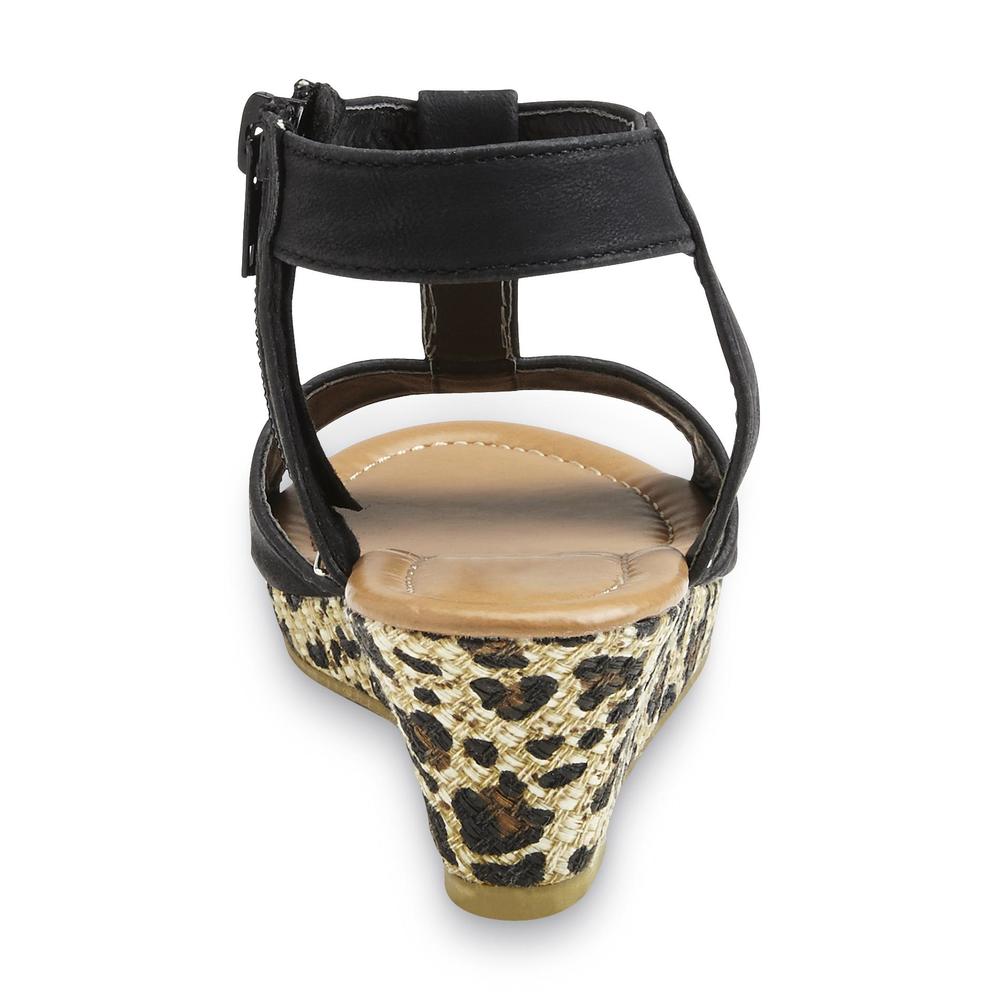 Yoki Girl's Pascal Leopard Wedge Sandal