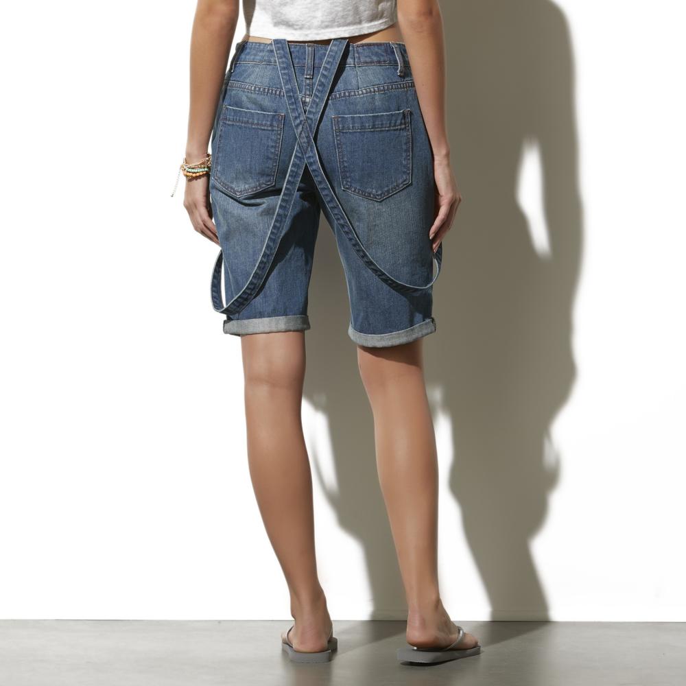 Adam Levine Women's Denim Suspender Shorts - Distressed Indigo