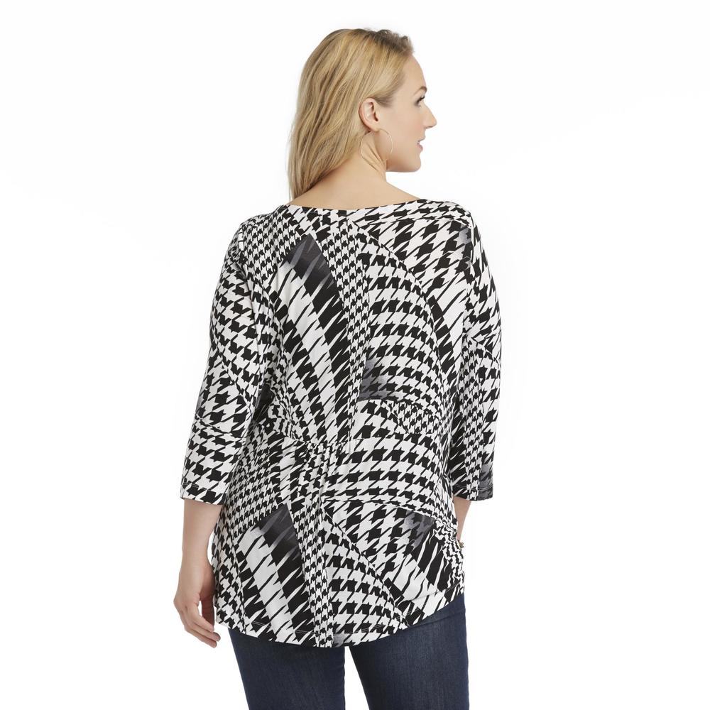 Covington Women's Plus Jersey Knit Top - Houndstooth Check