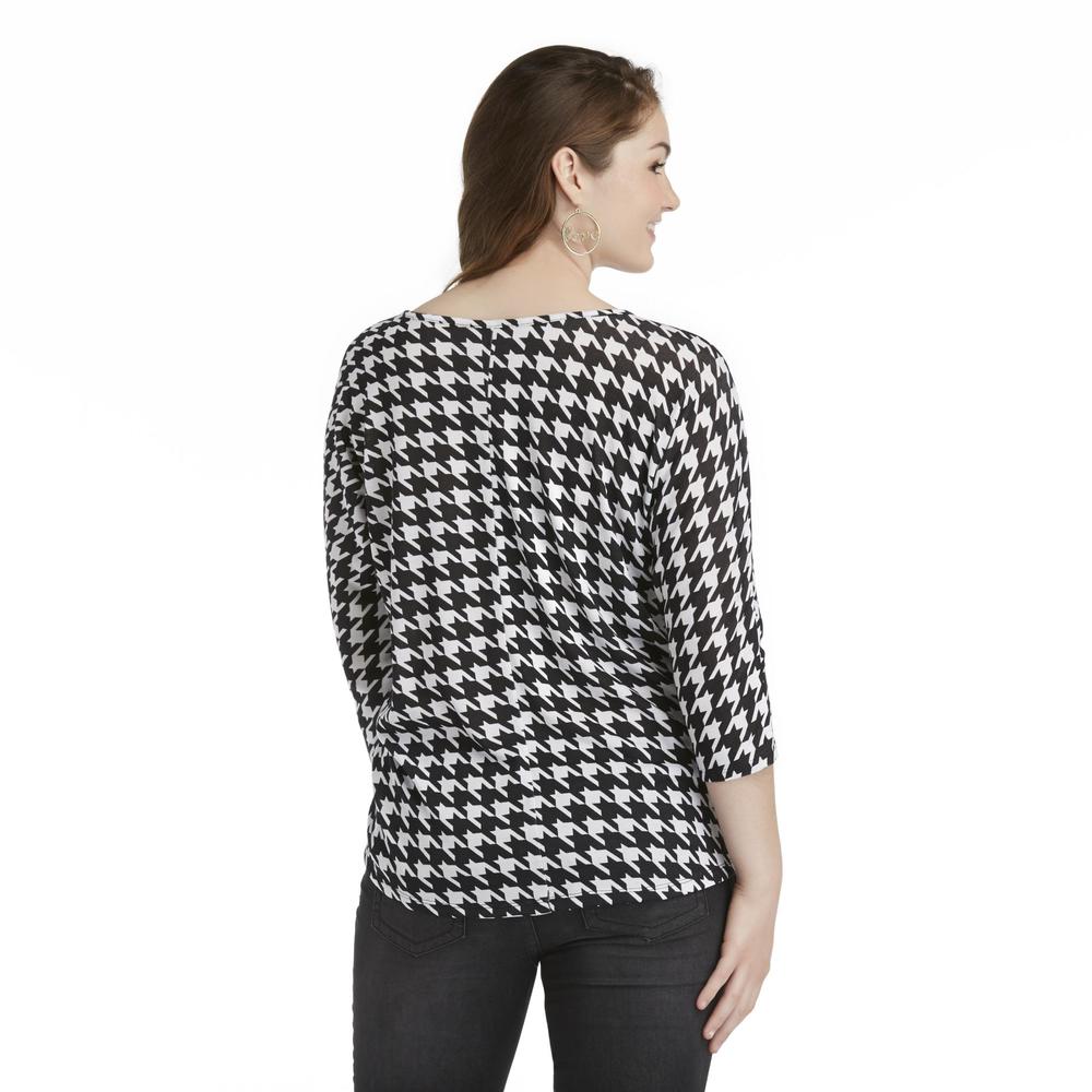 Covington Women's Plus Jersey Knit Top - Houndstooth Check