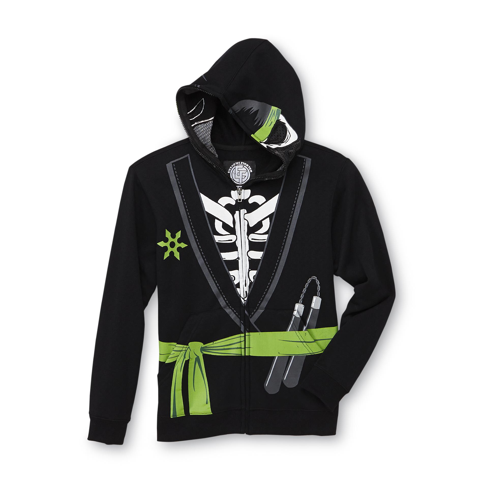 Halloween Boy's Skeleton Ninja Hooded Costume Jacket