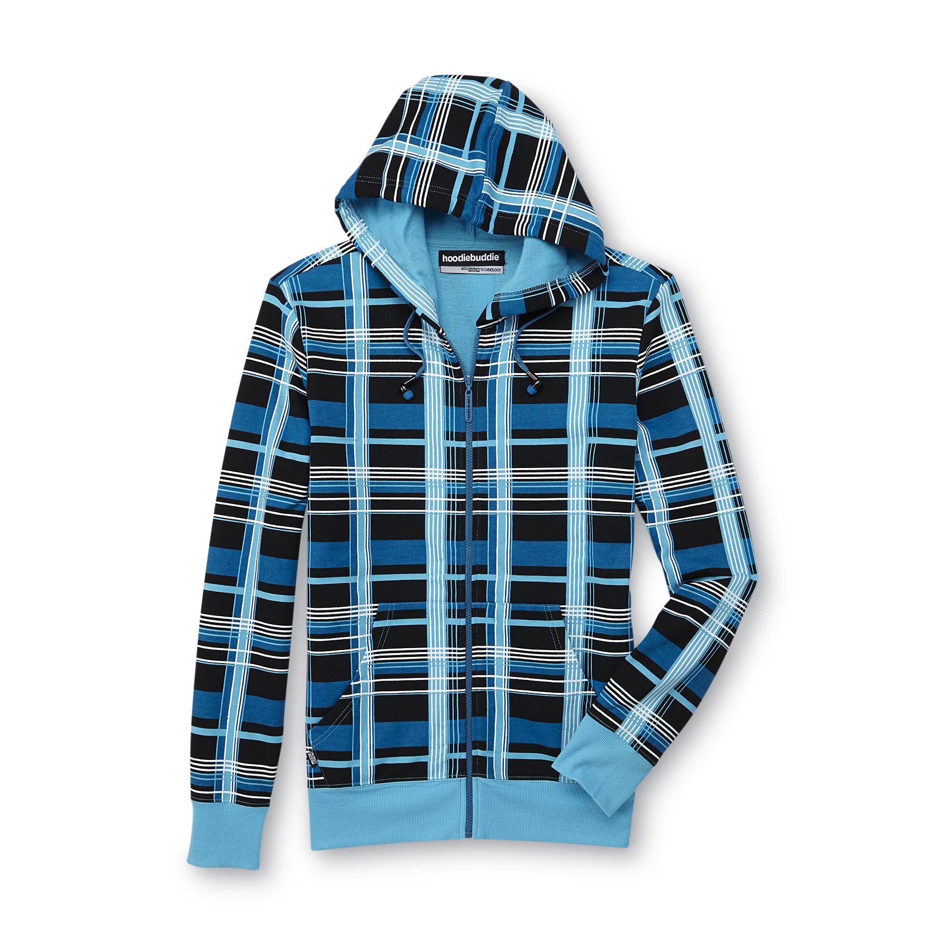 Young Men's Hoodie Jacket & Earbuds - Plaid