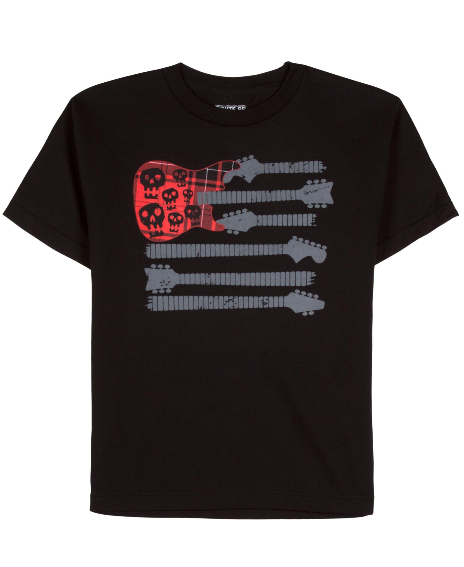 Route 66 Boy's Graphic T-Shirt - Guitars & Skulls