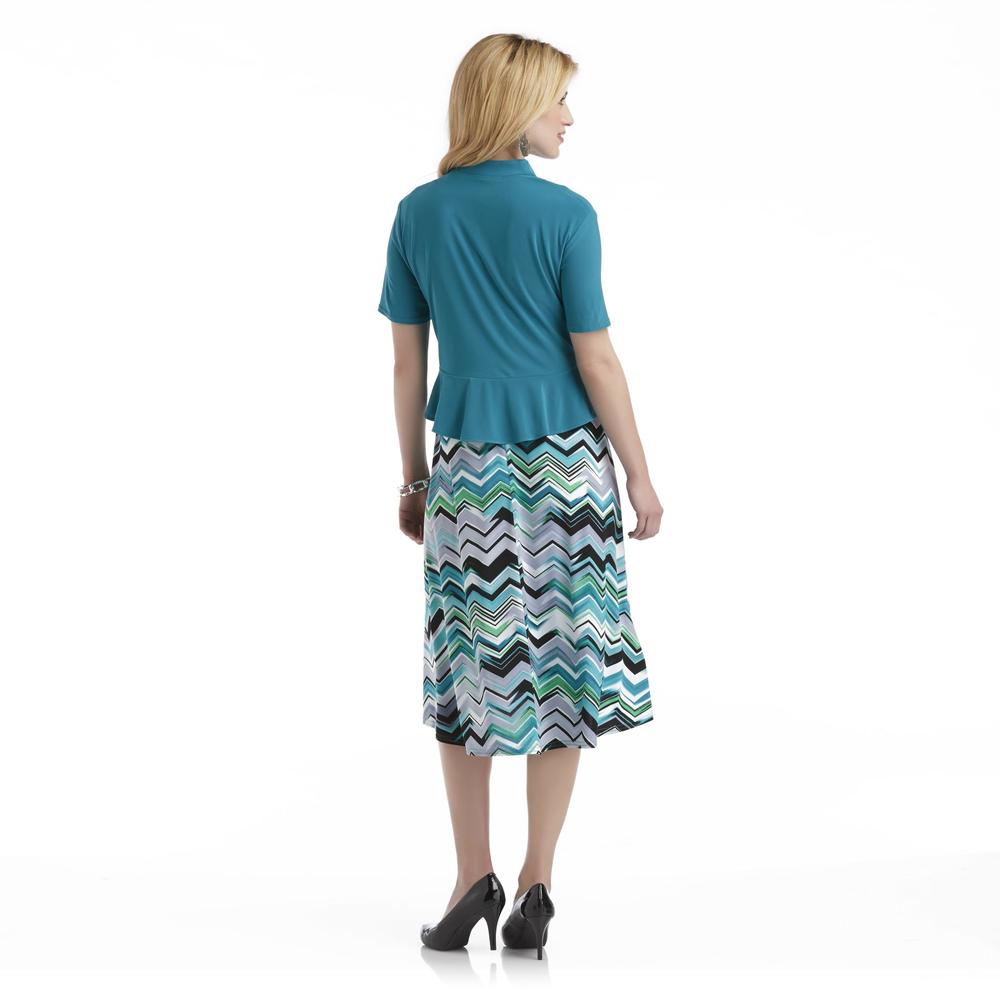 Kathy Roberts Women's Dress & Ruffled Jacket - Chevron Striped