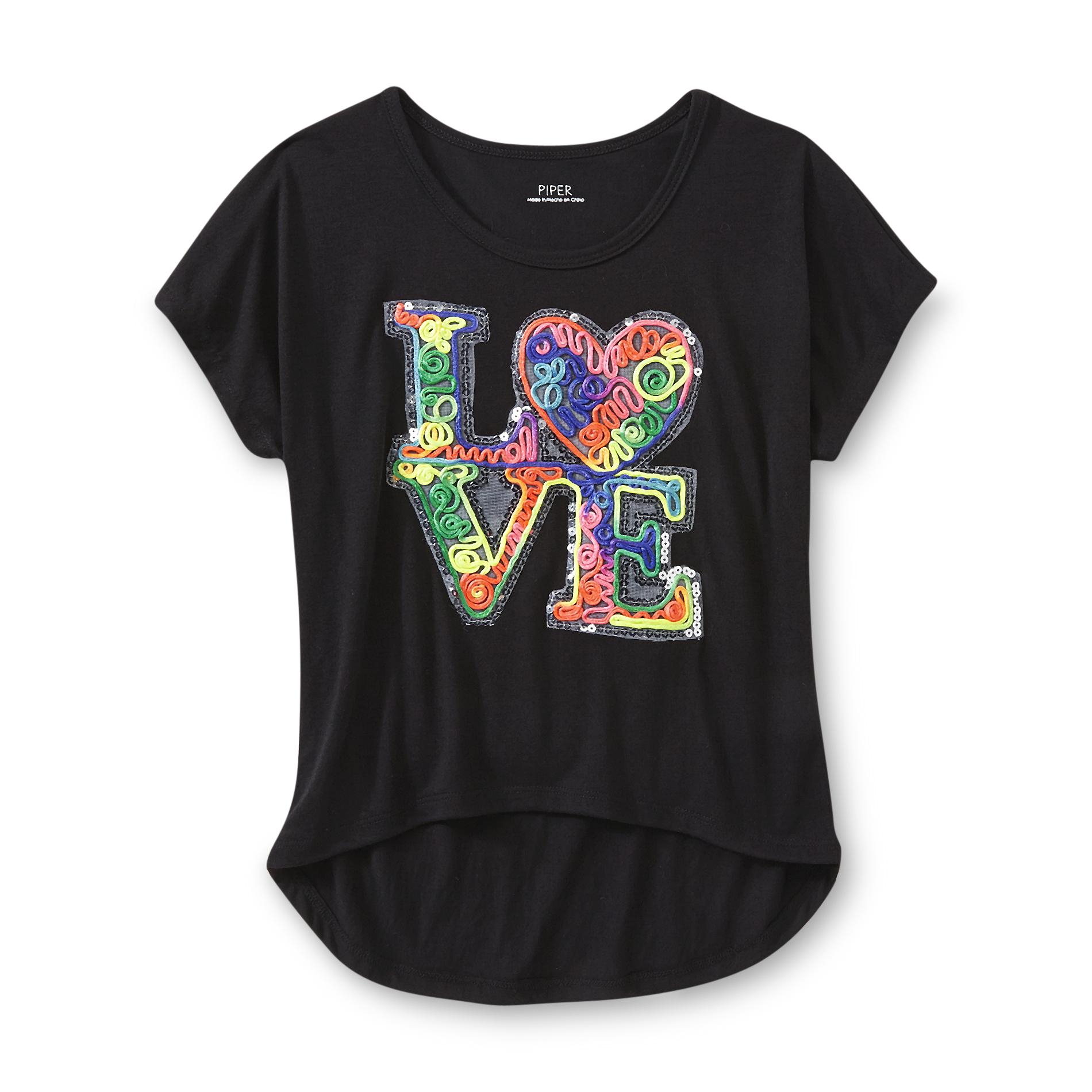 Piper Girl's Embellished Graphic T-Shirt - Heart