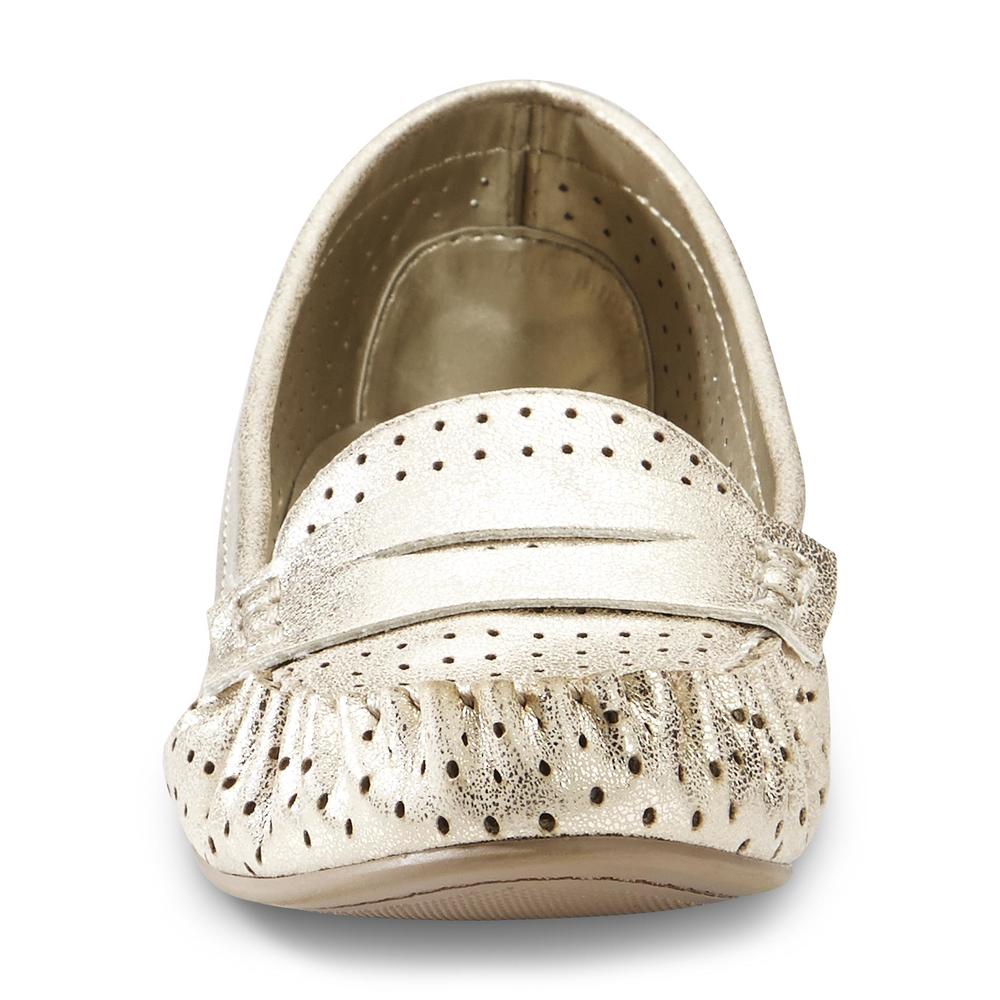 Route 66 Women's Stacy Gold Perforated Moccasin Loafer