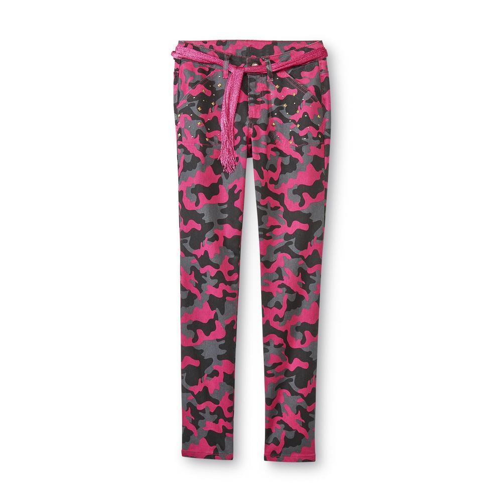 Route 66 Girl's Belted Skinny Jeans - Camouflage