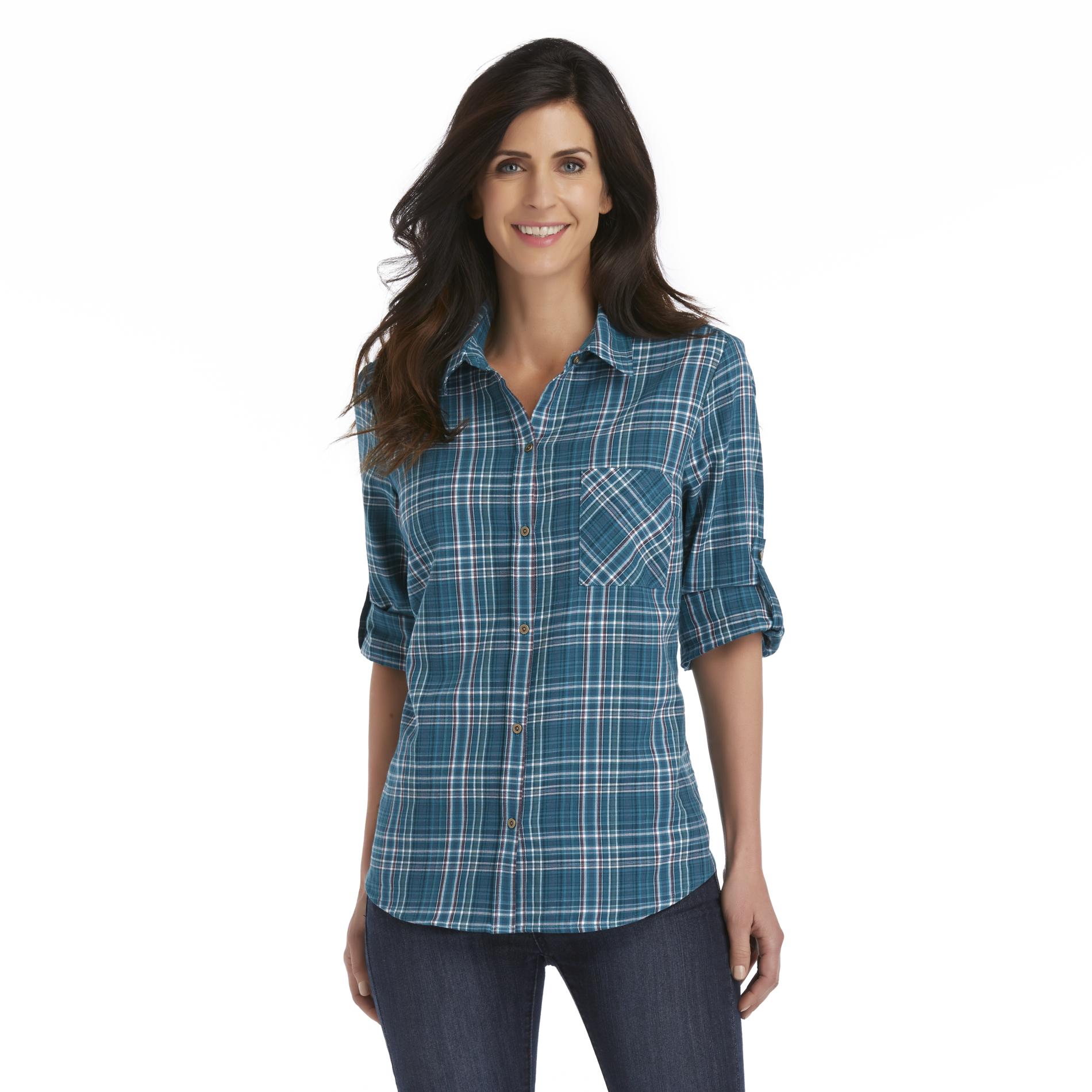 Laura Scott Women's Cotton Utility Shirt - Plaid