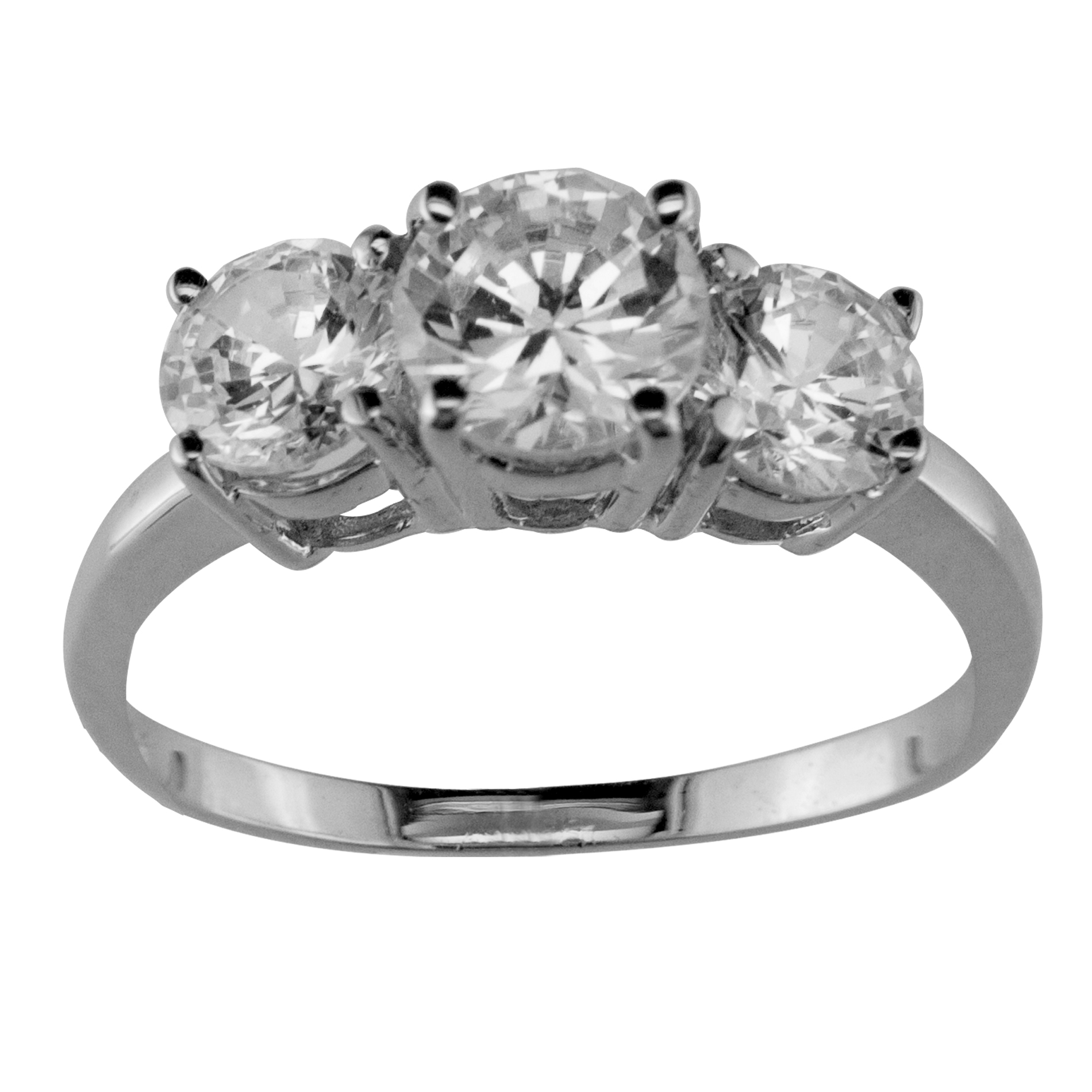 3 Stone Cubic Zirconia Ring in 10K White Gold