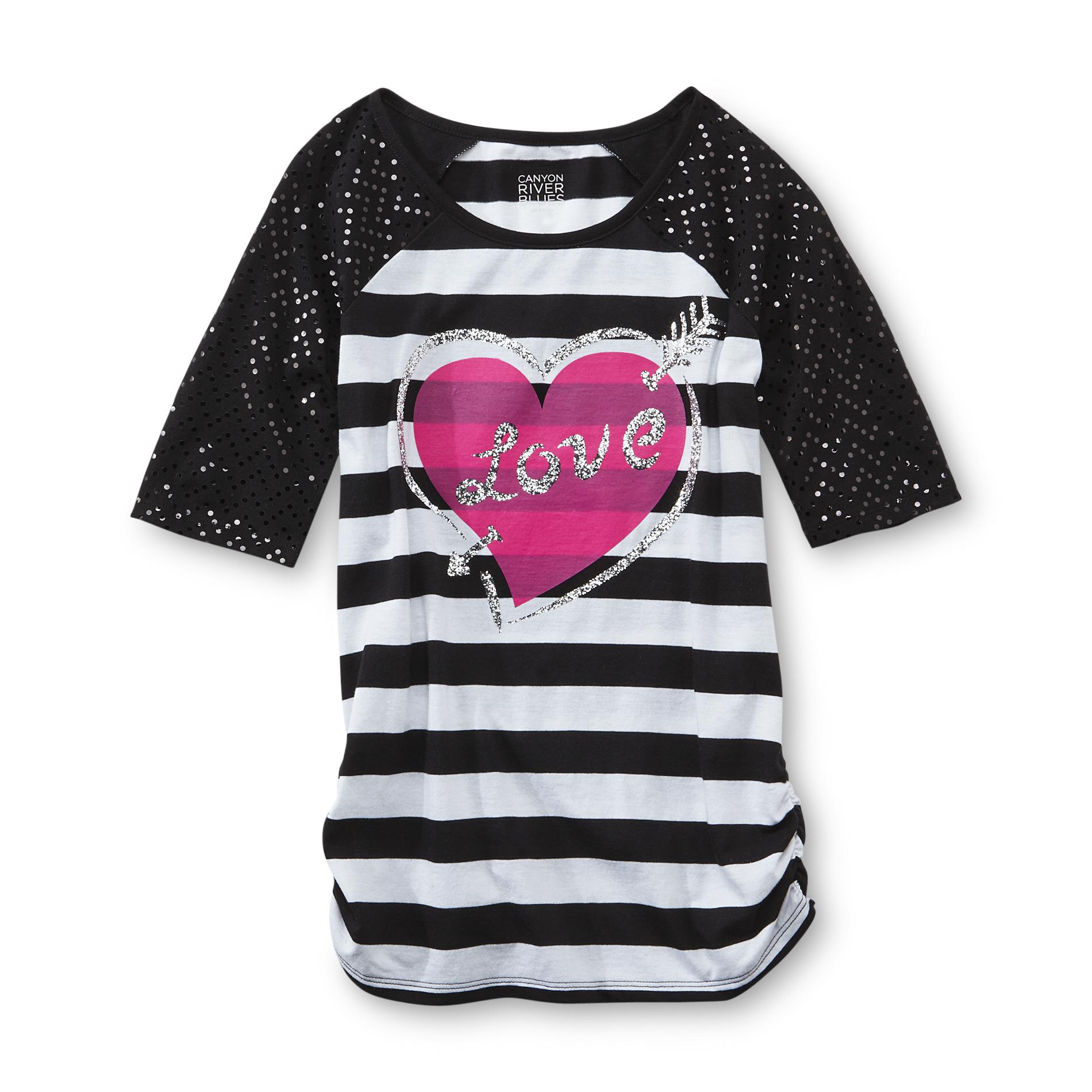 Canyon River Blues Girl's Raglan Sleeve Sequined Top - Love