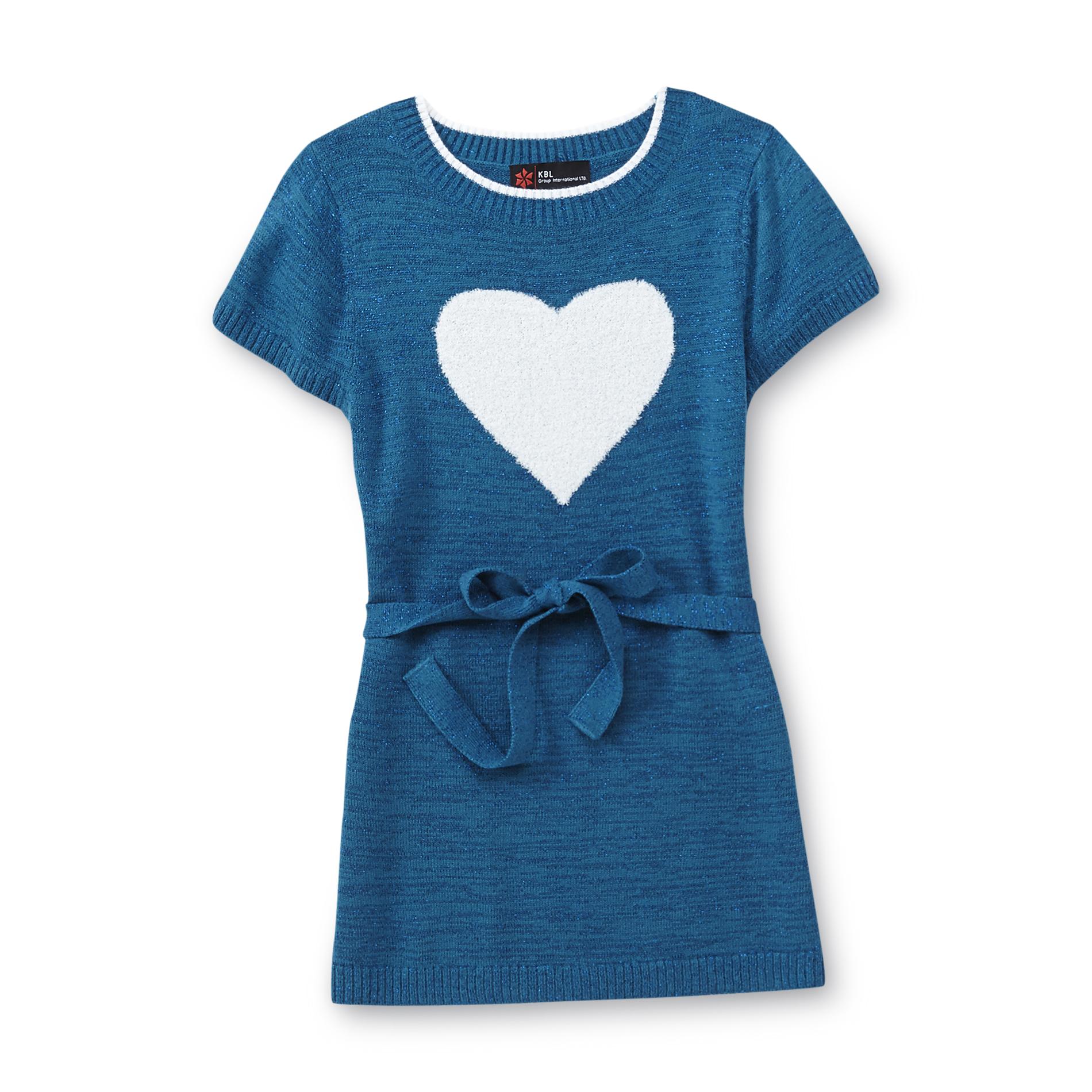 Sweater Project Girl's Belted Sparkle Tunic Sweater - Heart