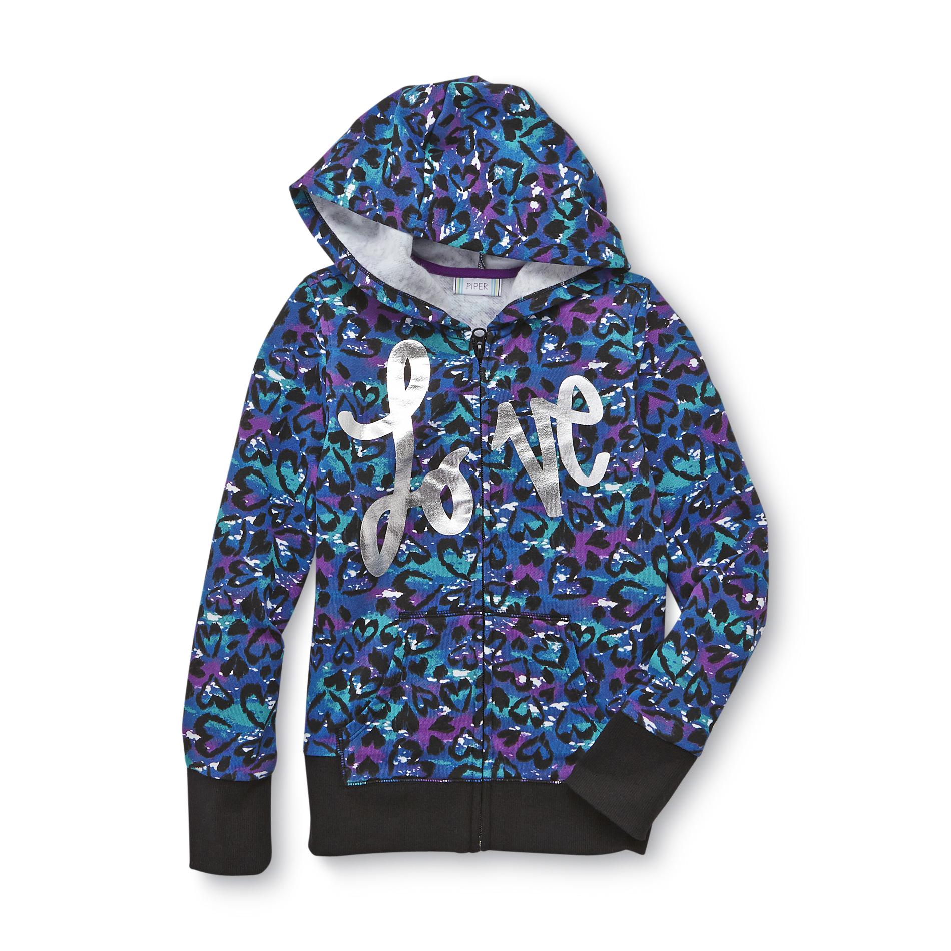 Piper Girl's Graphic Hoodie Jacket - Love
