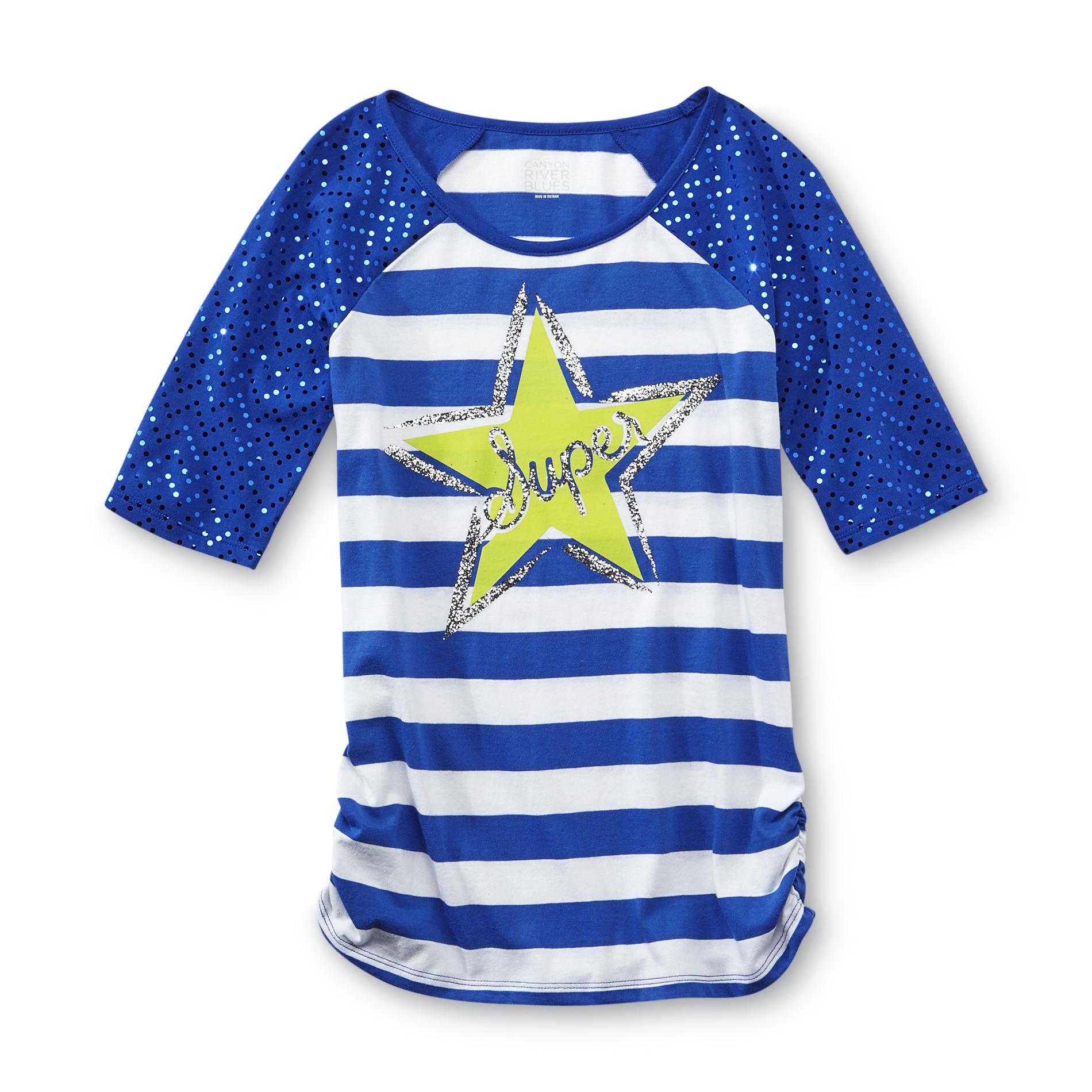 Canyon River Blues Girl's Raglan Sleeve Sequined Top - Super Star