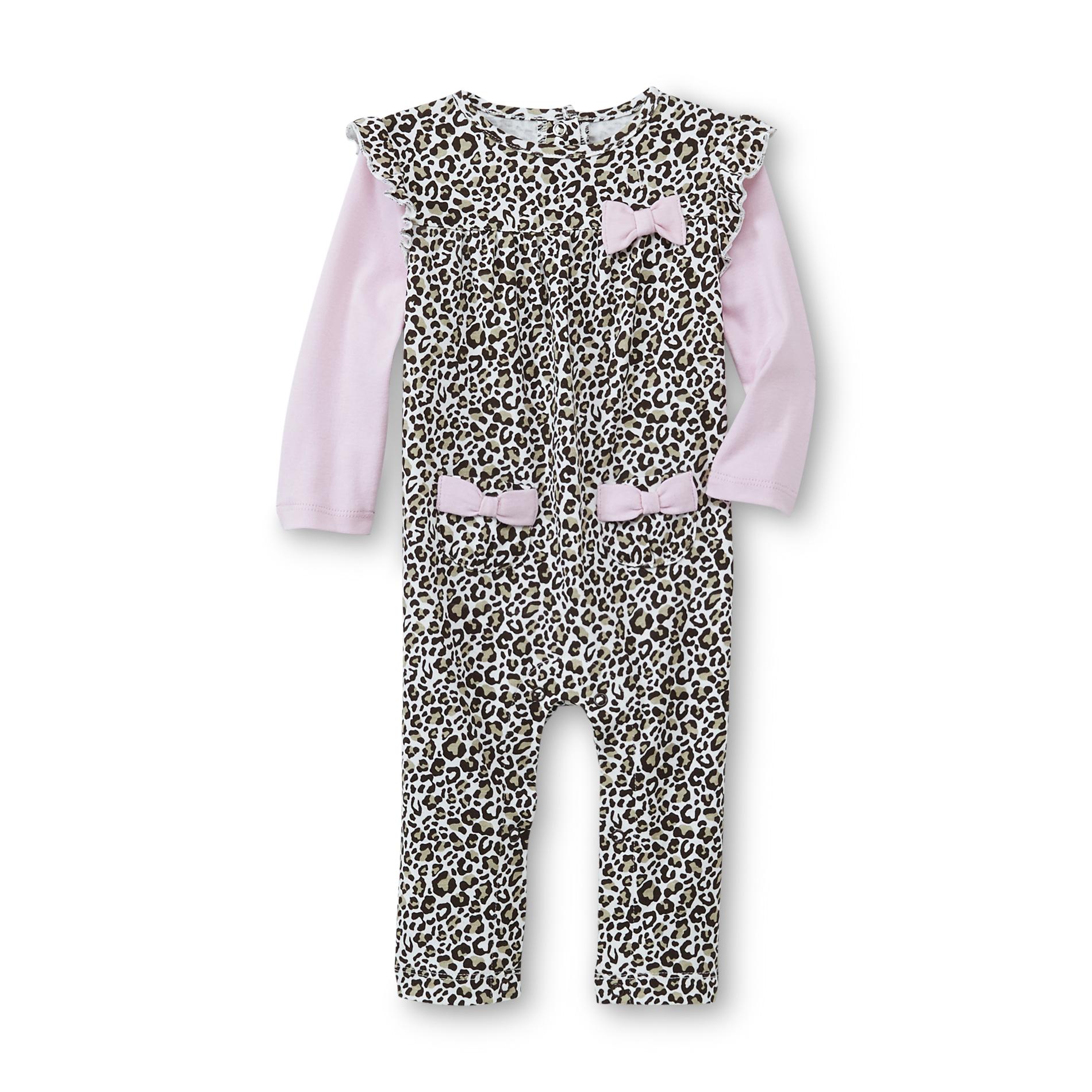 Little Wonders Newborn Girl's Long-Sleeve Romper - Leopard Print