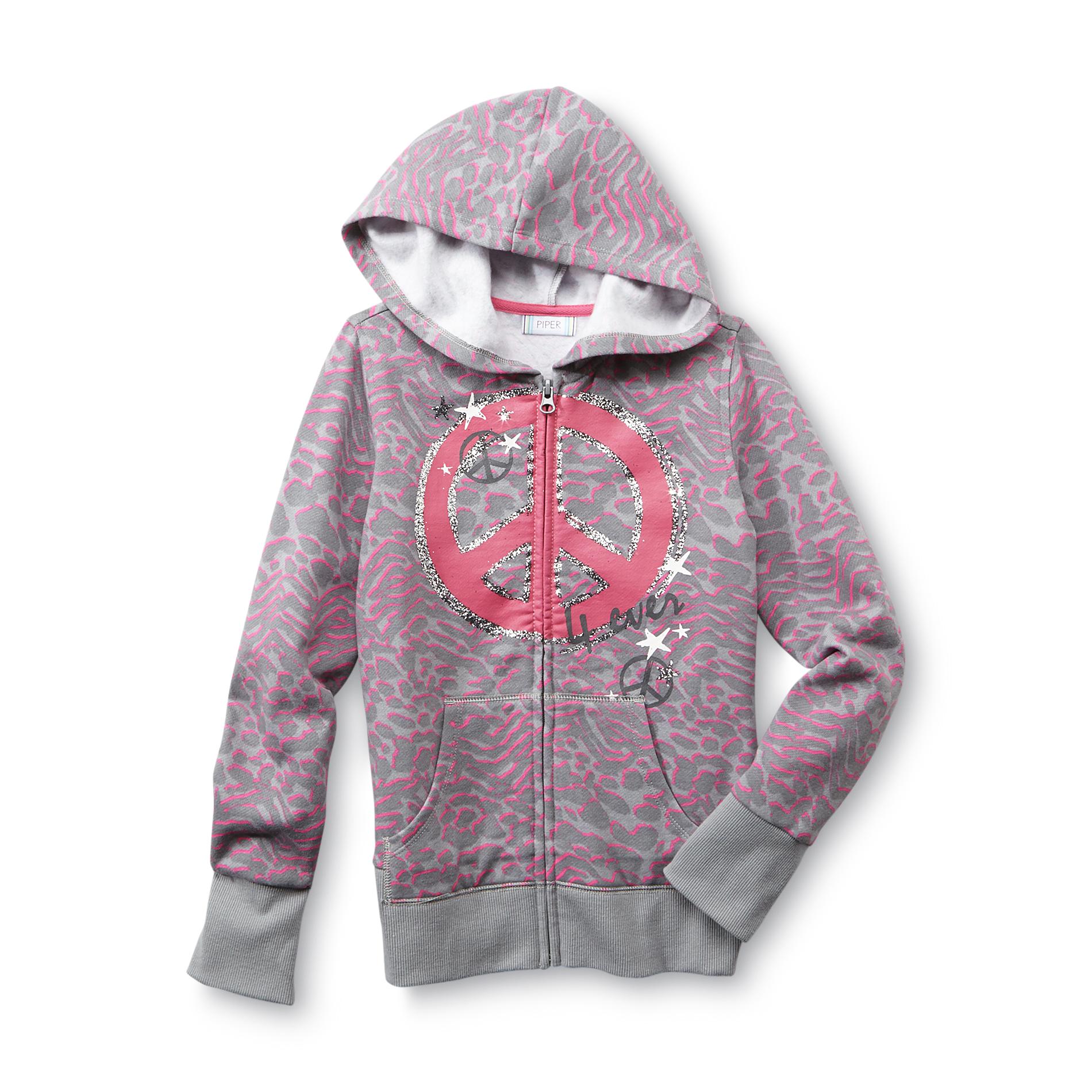 Piper Girl's Graphic Hoodie Jacket - Peace 4 Ever