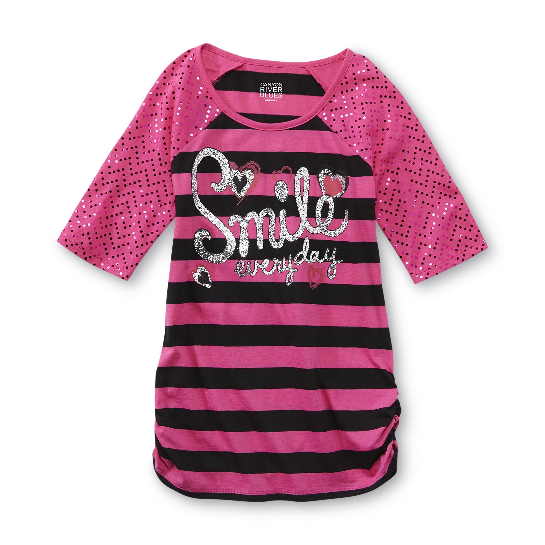 Canyon River Blues Girl's Raglan Sleeve Sequined Top - Smile