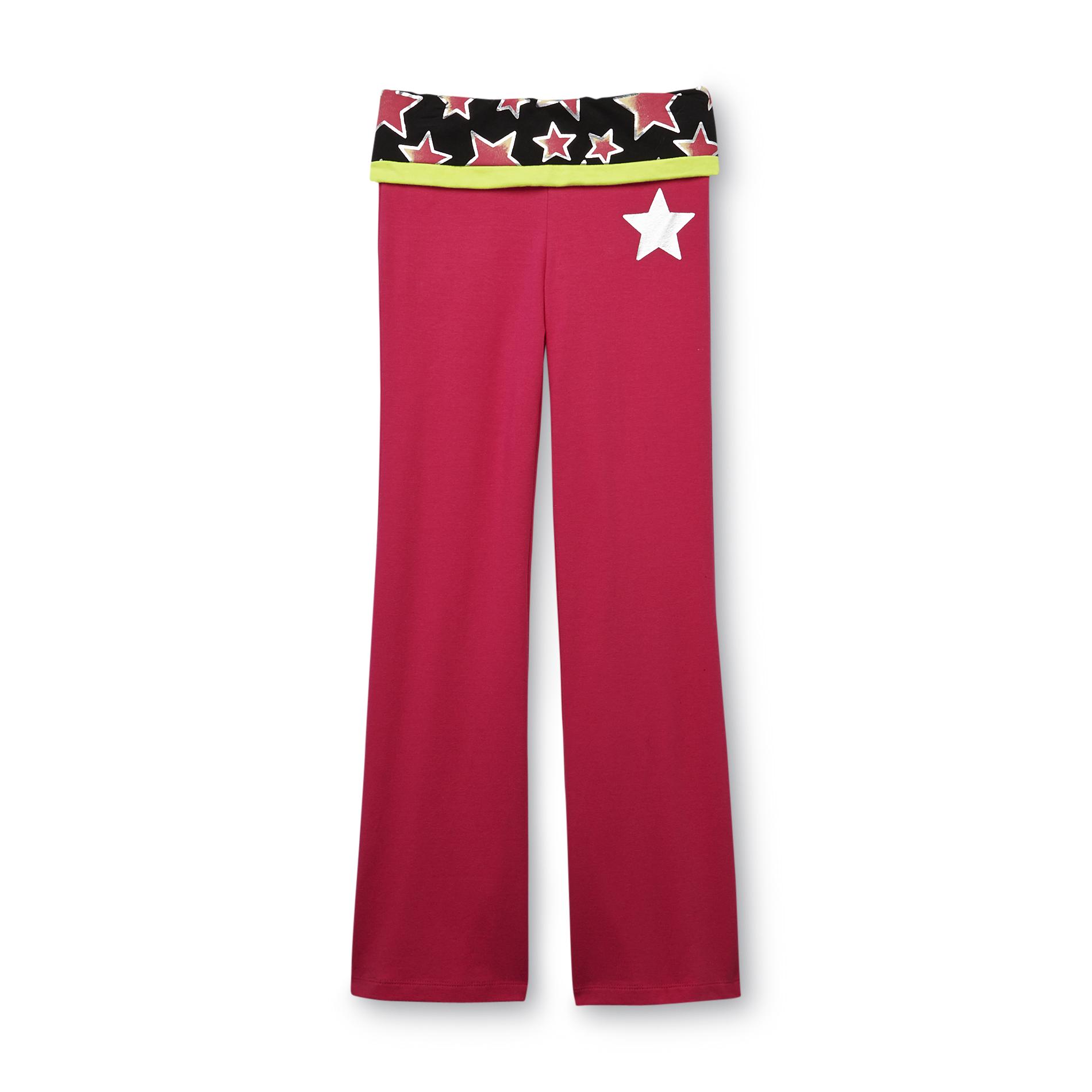 Piper Active Girl's Fold-Over Waist Yoga Pants - Star