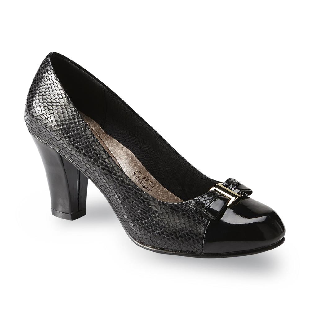 Soft Style by Hush Puppies Women's Cailin Medium and Wide Black Snakeskin Style Pump