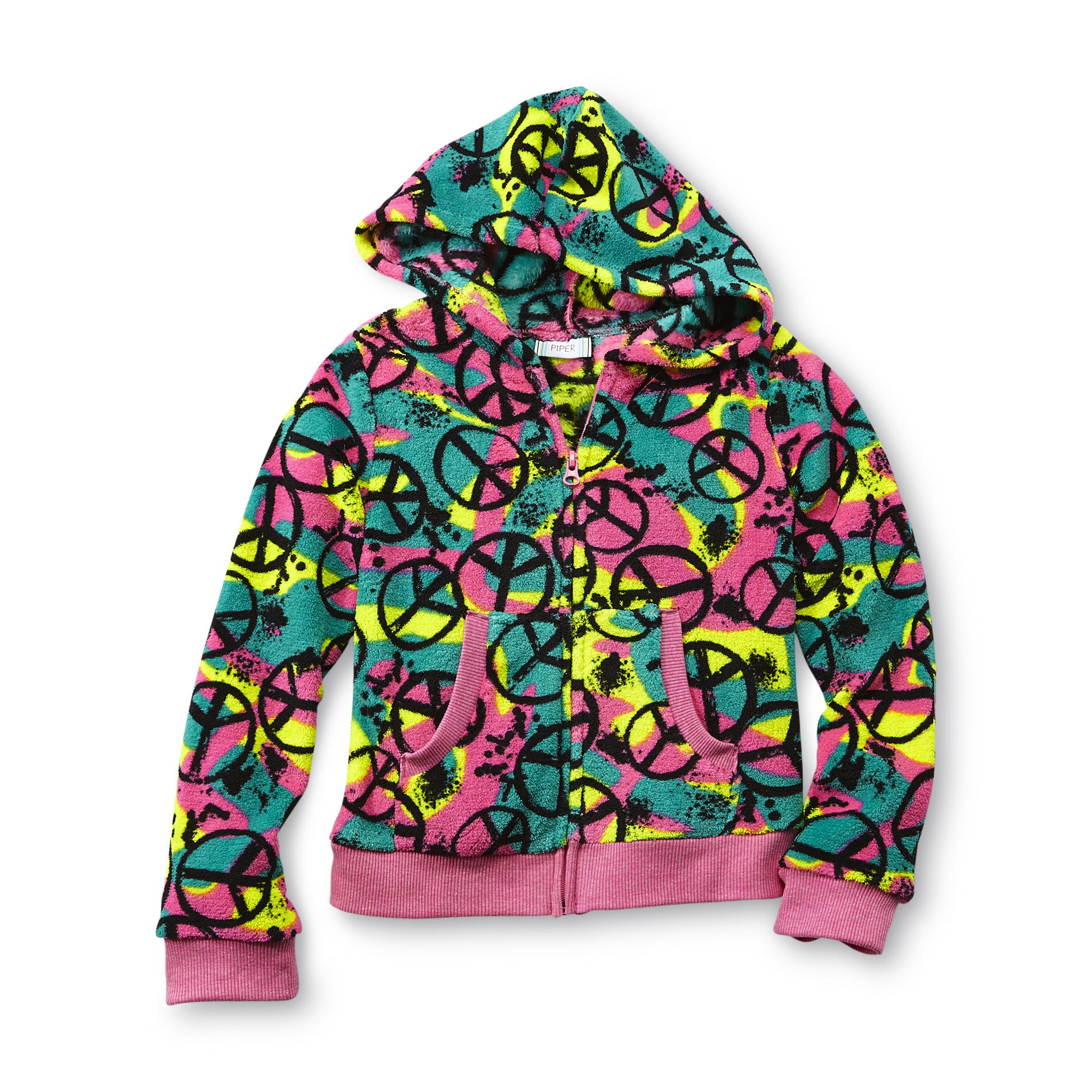 Piper Girl's Hoodie Jacket - Peace Sign