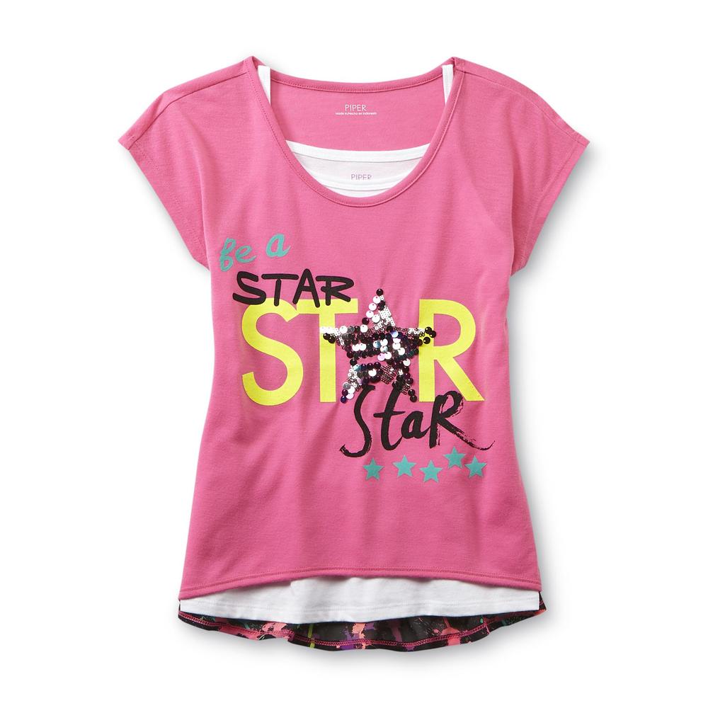 Piper Girl's High-Low Top & Cami - Star