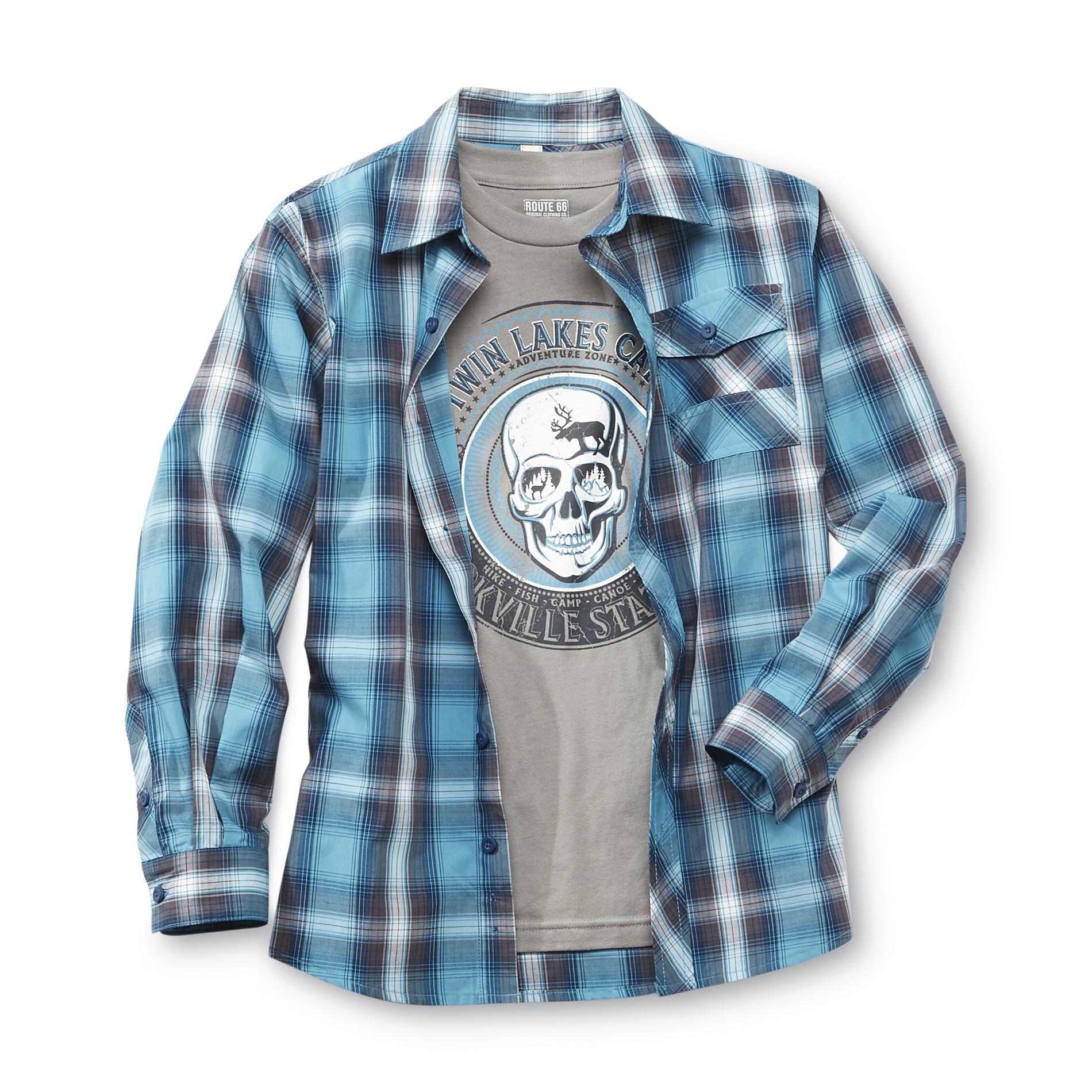 Route 66 Boy's Long-Sleeve Button Shirt & T-Shirt - Skull