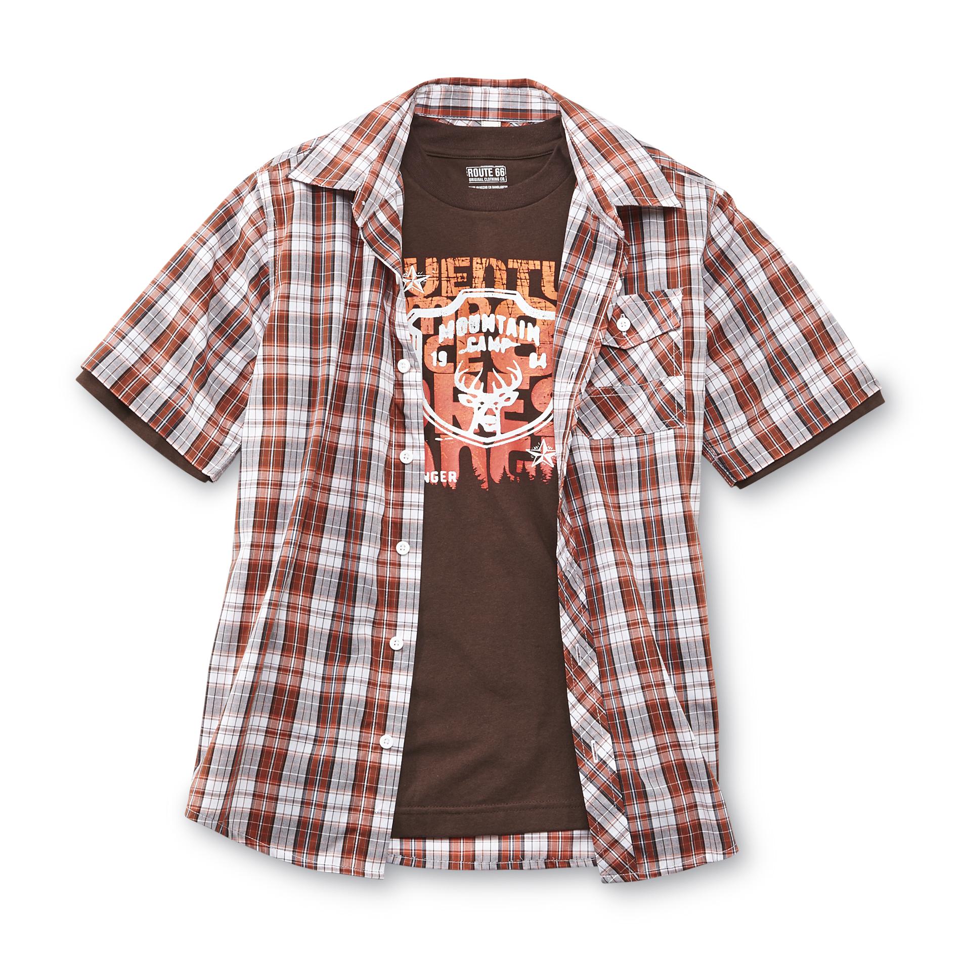 Route 66 Boy's Short-Sleeve Button Shirt & T-Shirt - Adventure Camp