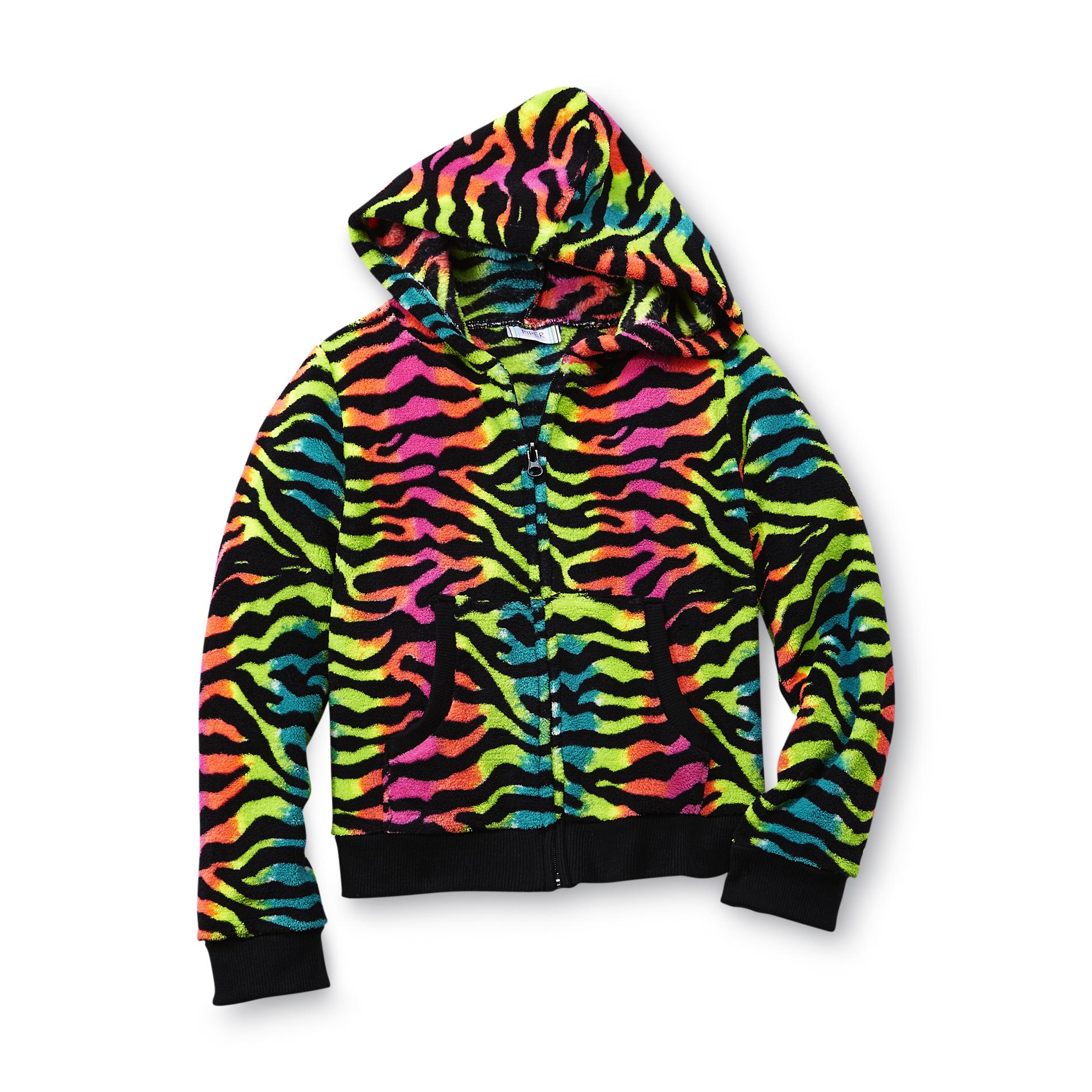 Piper Girl's Hoodie Jacket - Zebra Print