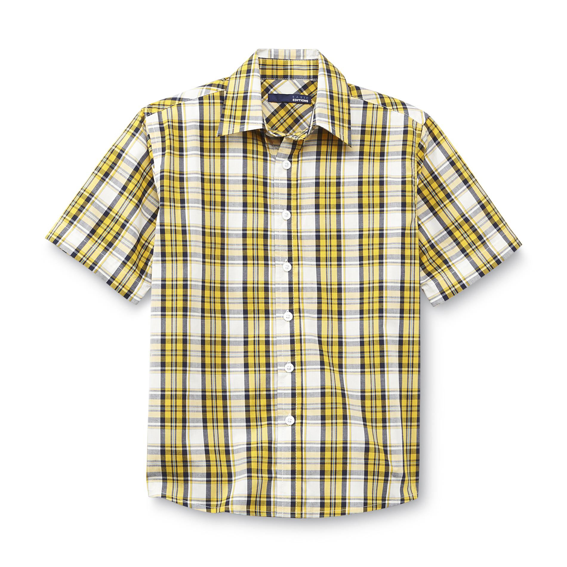 Basic Editions Boy's Short-Sleeve Button-Front Shirt - Plaid