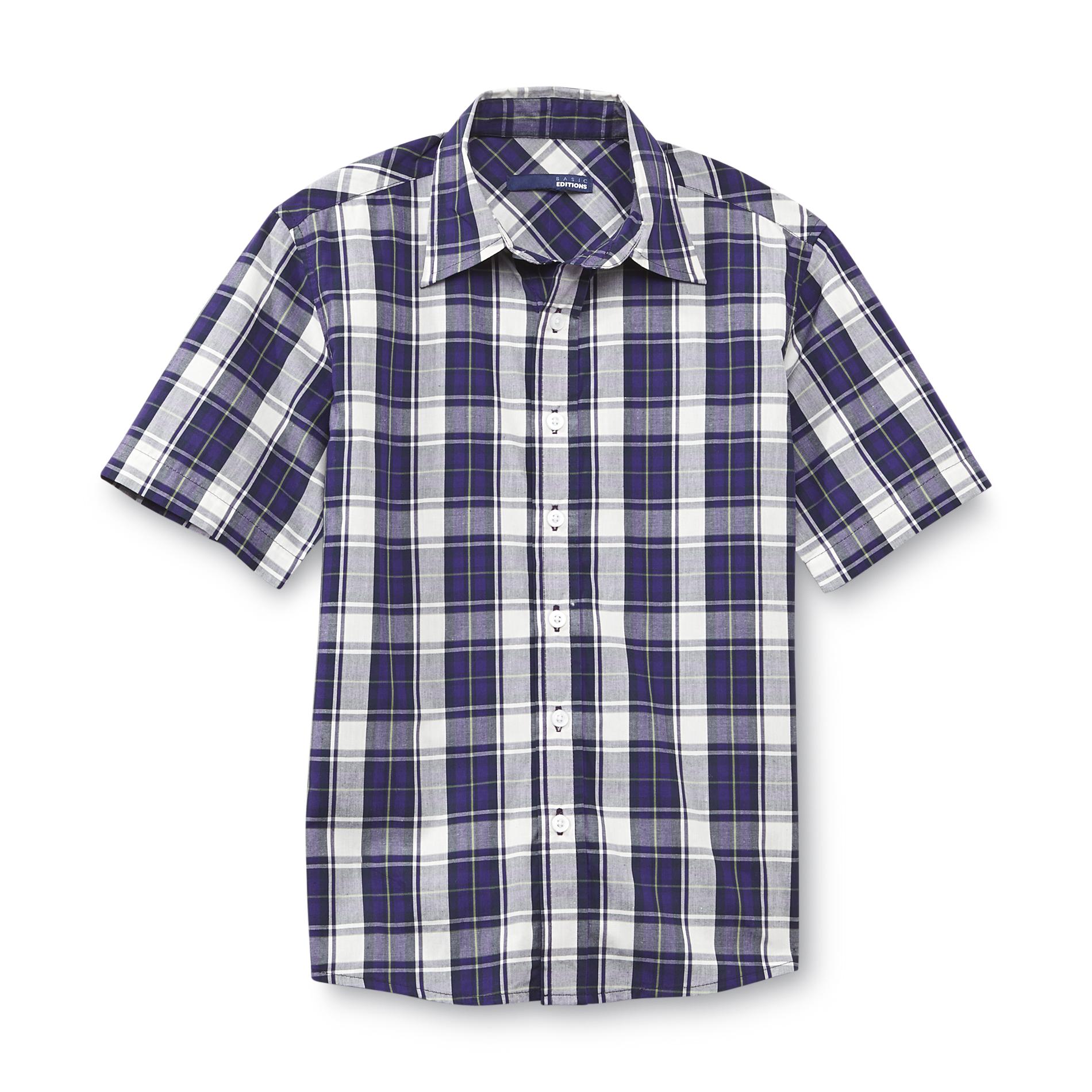 Basic Editions Boy's Short-Sleeve Button-Front Shirt - Plaid
