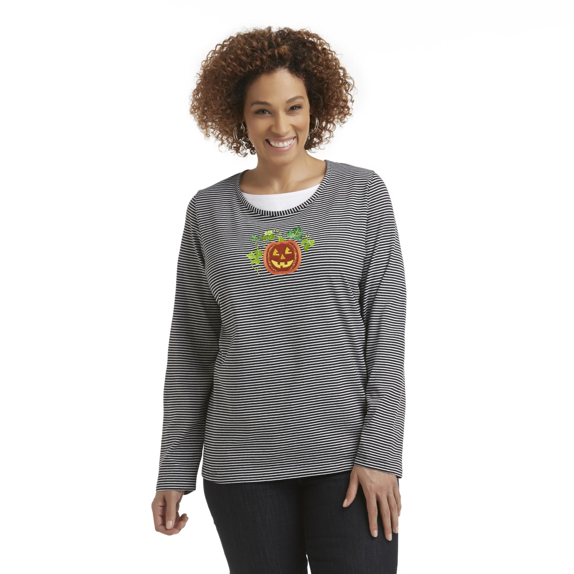 Holiday Editions Women's Plus Halloween Graphic T-Shirt - Pumpkin