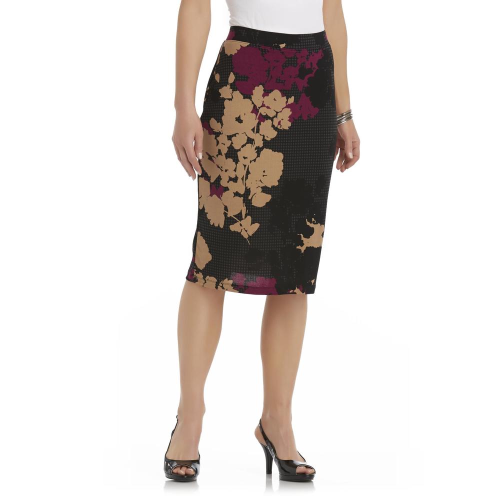 Jaclyn Smith Women's Look Slimmer Knit Skirt - Floral