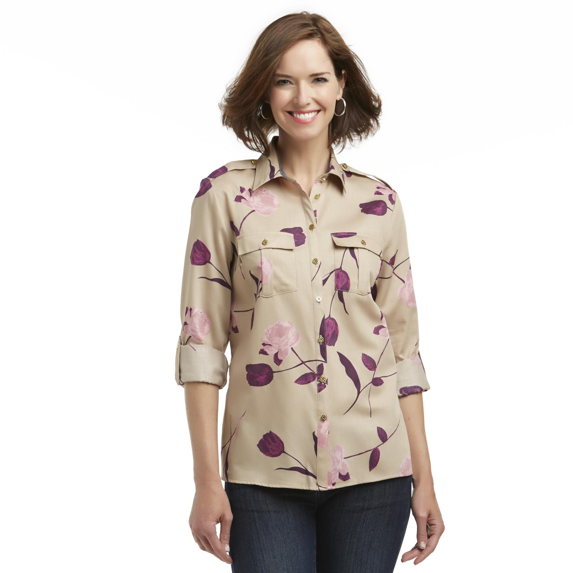 Jaclyn Smith Women's Utility Shirt - Floral